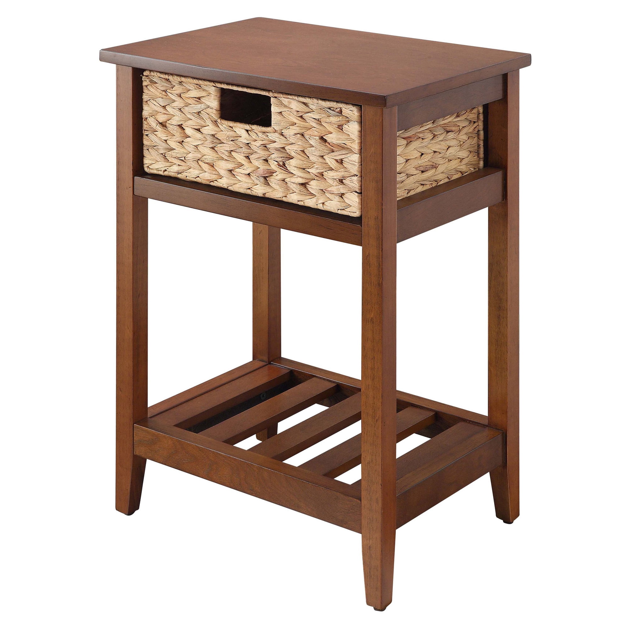 ACME Chinu Storage Accent Table Walnut and Natural