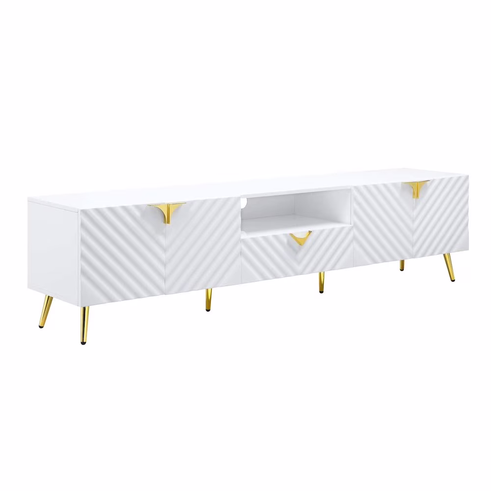 ACME Gaines TV Stand in White High Gloss Finish