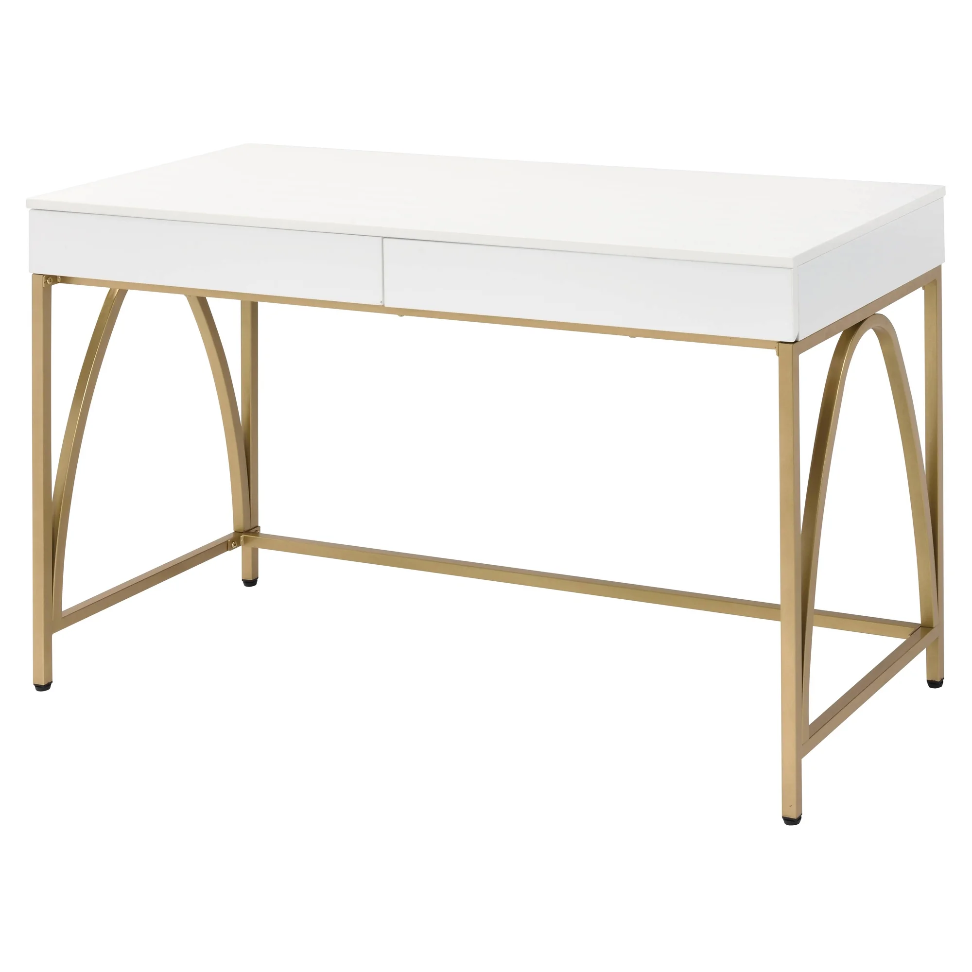 ACME Lightmane Writing Desk in White High Gloss and Gold