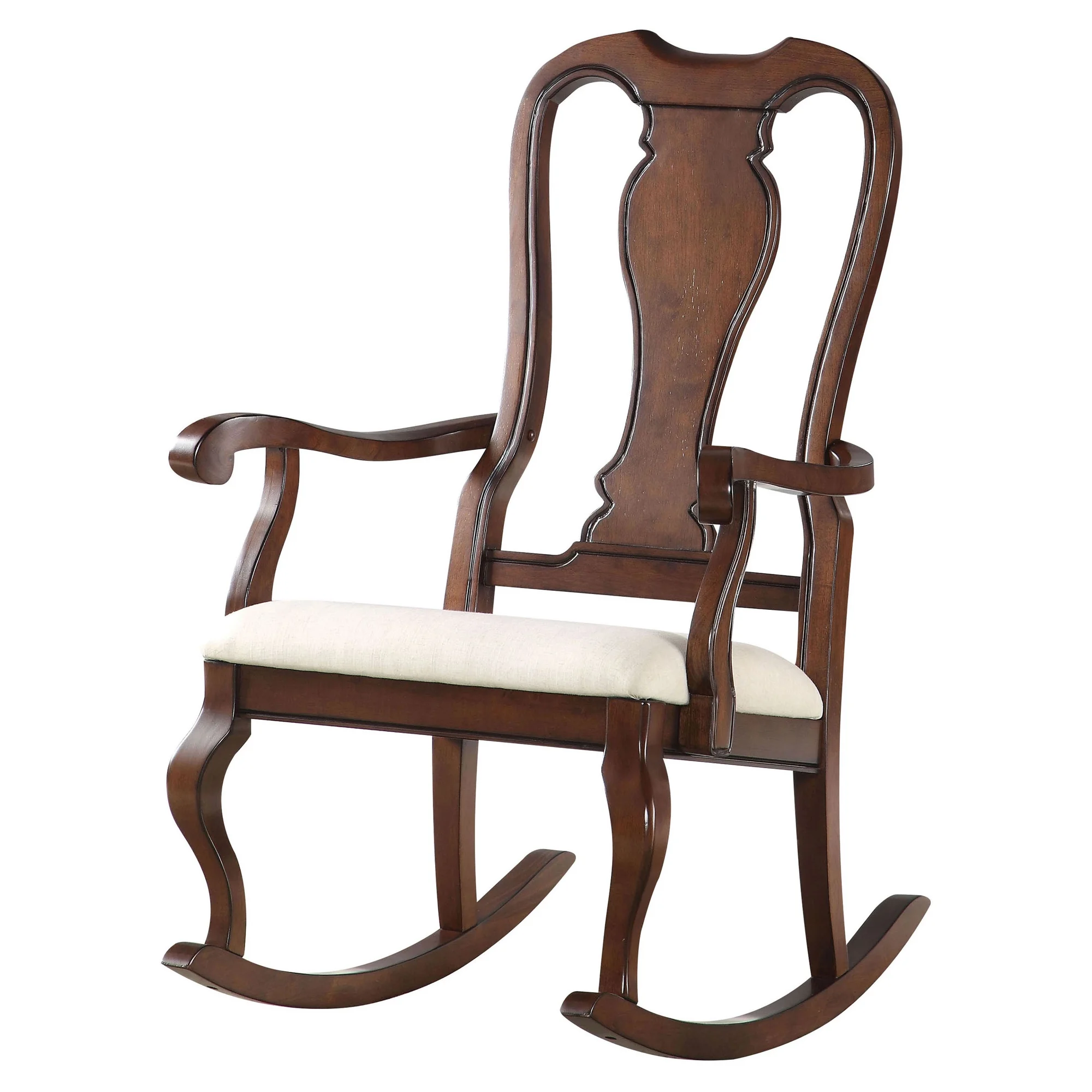 ACME Sheim Wooden Arm Rocking Chair in Beige and Cherry