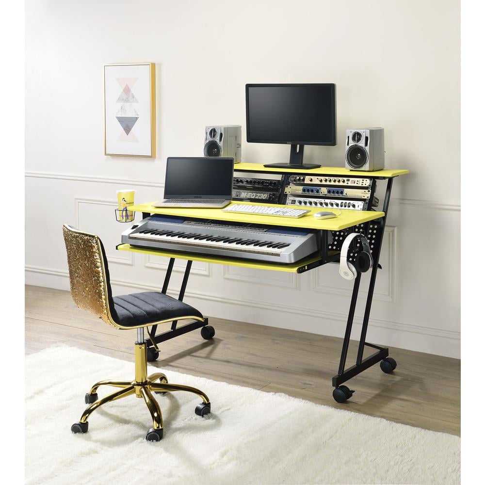 ACME 47" Home Office Furniture Suitor Music Recording Studio Desk, Yellow