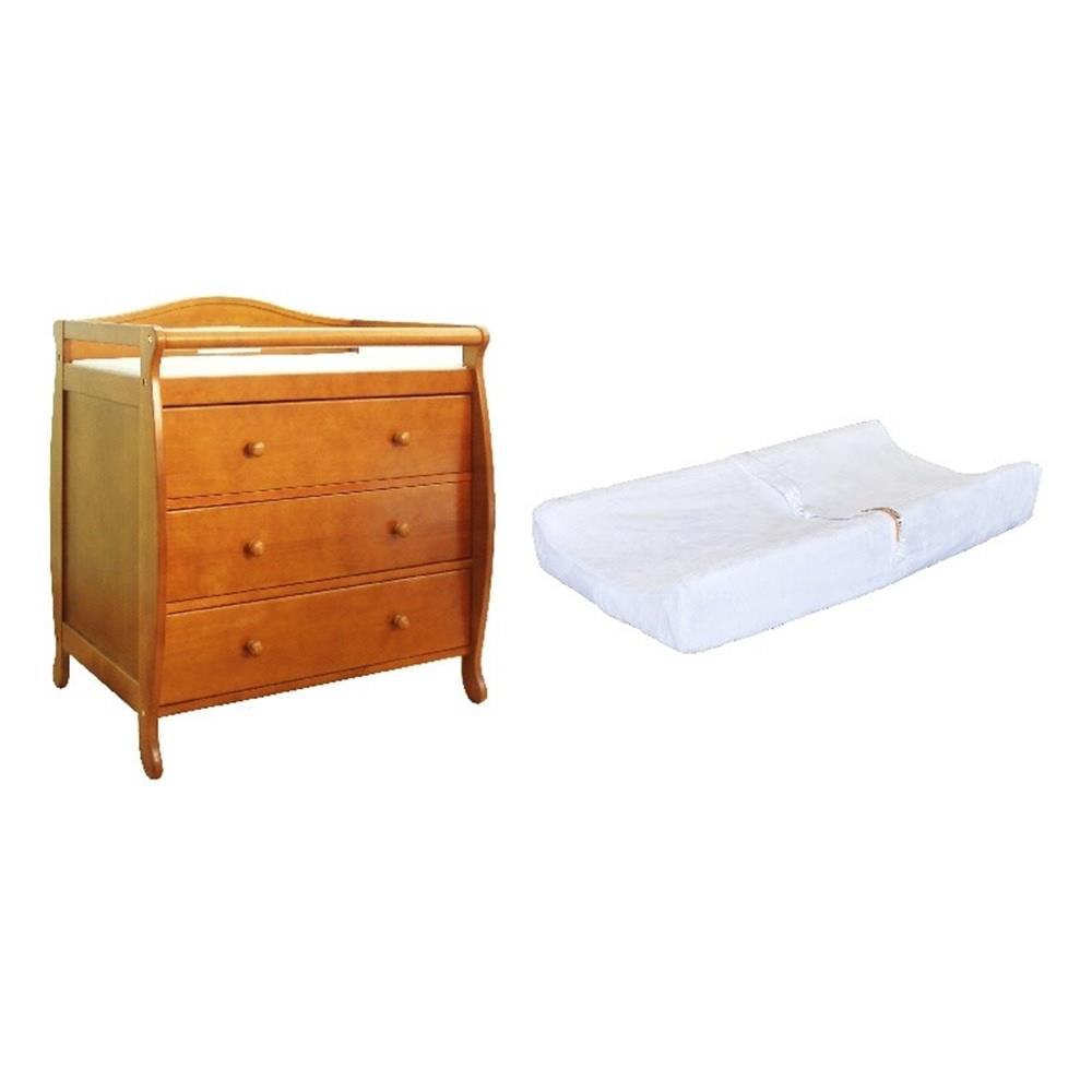 AFG Baby Furniture Grace 3-Drawer Changing Table with Contoured Changing Pad, Pecan