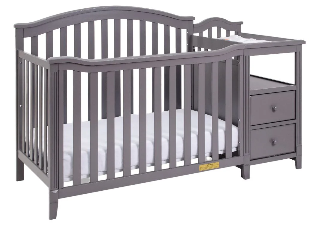 AFG Baby Furniture Kali 4-in-1 Convertible Crib and Changer, Gray
