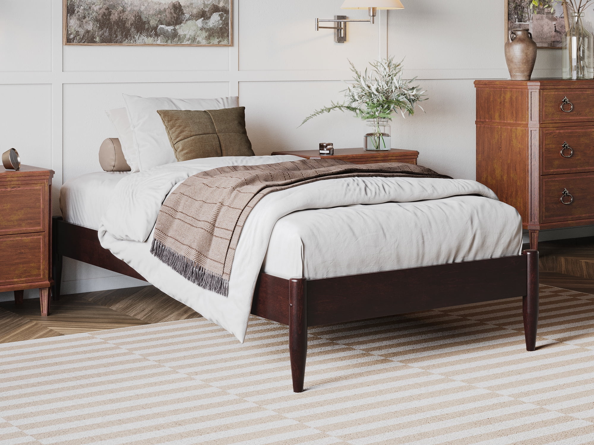 AFI Pasadena 12" Espresso Solid Wood Low Profile Platform Bed, Twin XL