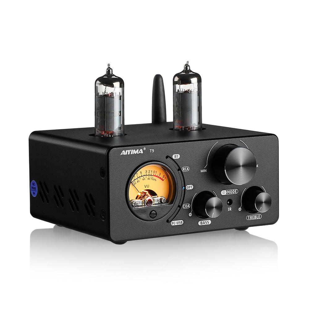 AIYIMA T9 HiFi Bluetooth 5.0 Vacuum Tube Amplifier 2.1 channel DAC Stereo Amplificador Coax Opt Home Audio Power Amplifier VU Meter 100W