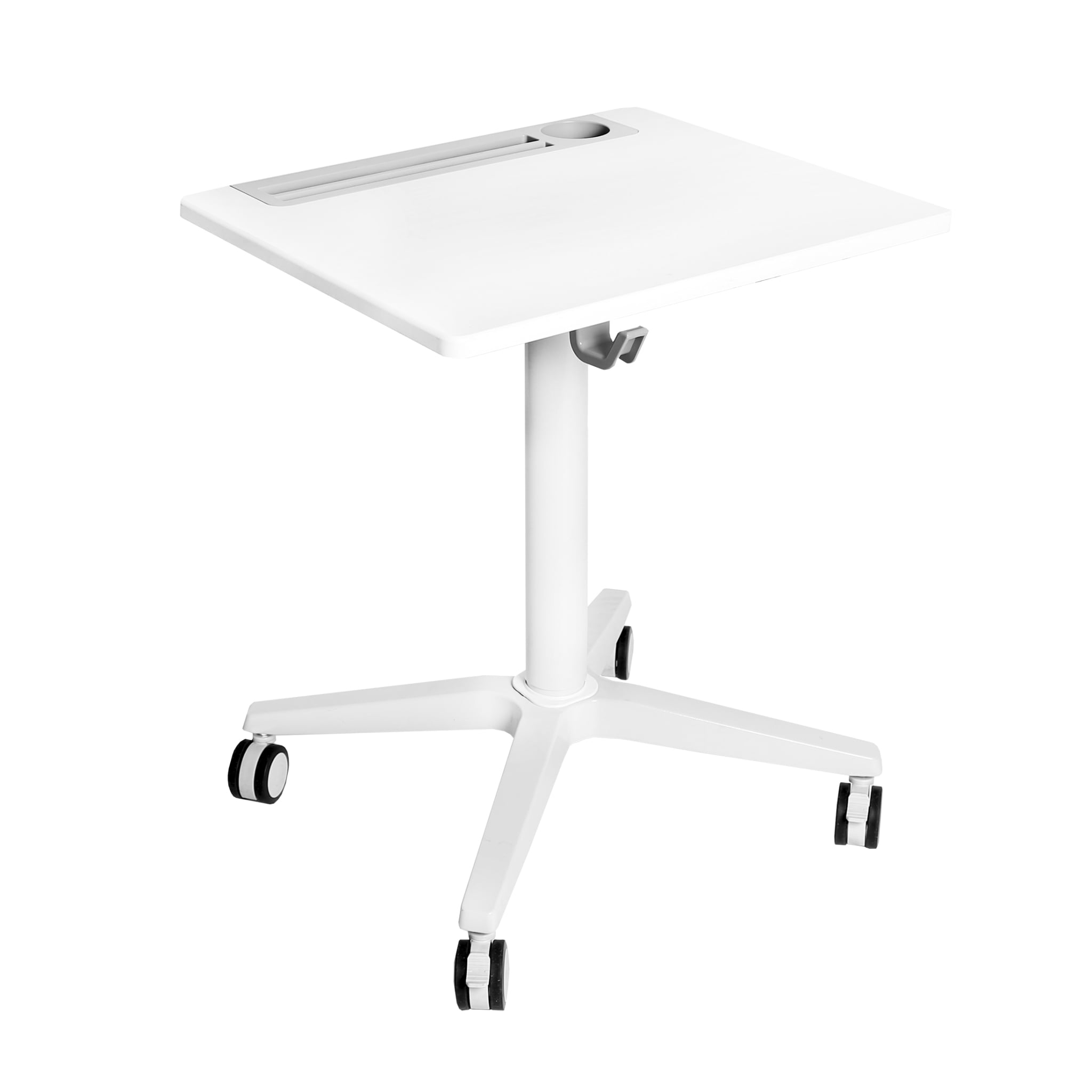 AIRLIFT® XL Sit-Stand Mobile Desk with Cup Holder, White