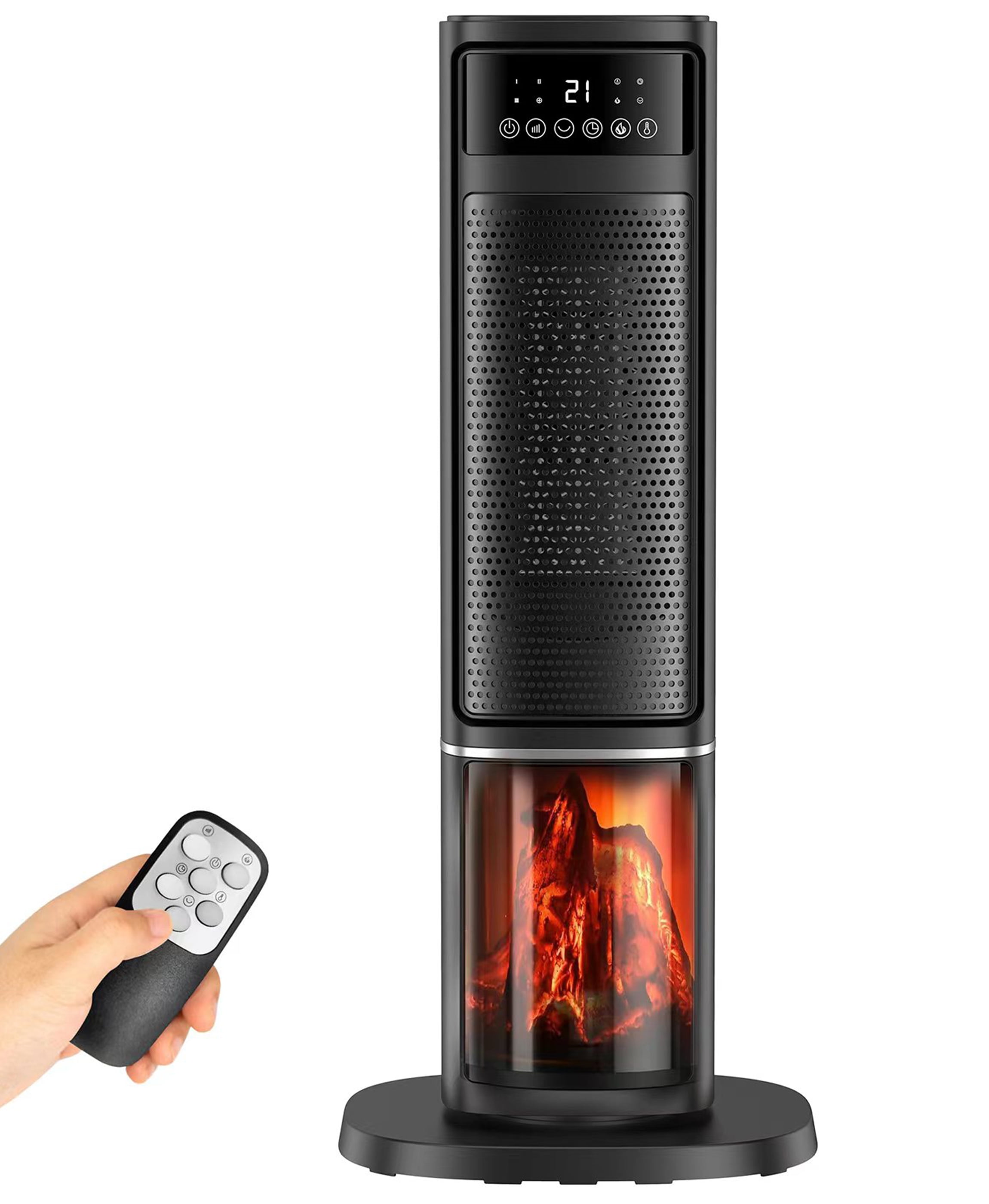 AKIUDEX 24" 1500W Tower Ceramic Electric Space Heater, NFJ2013S, Black