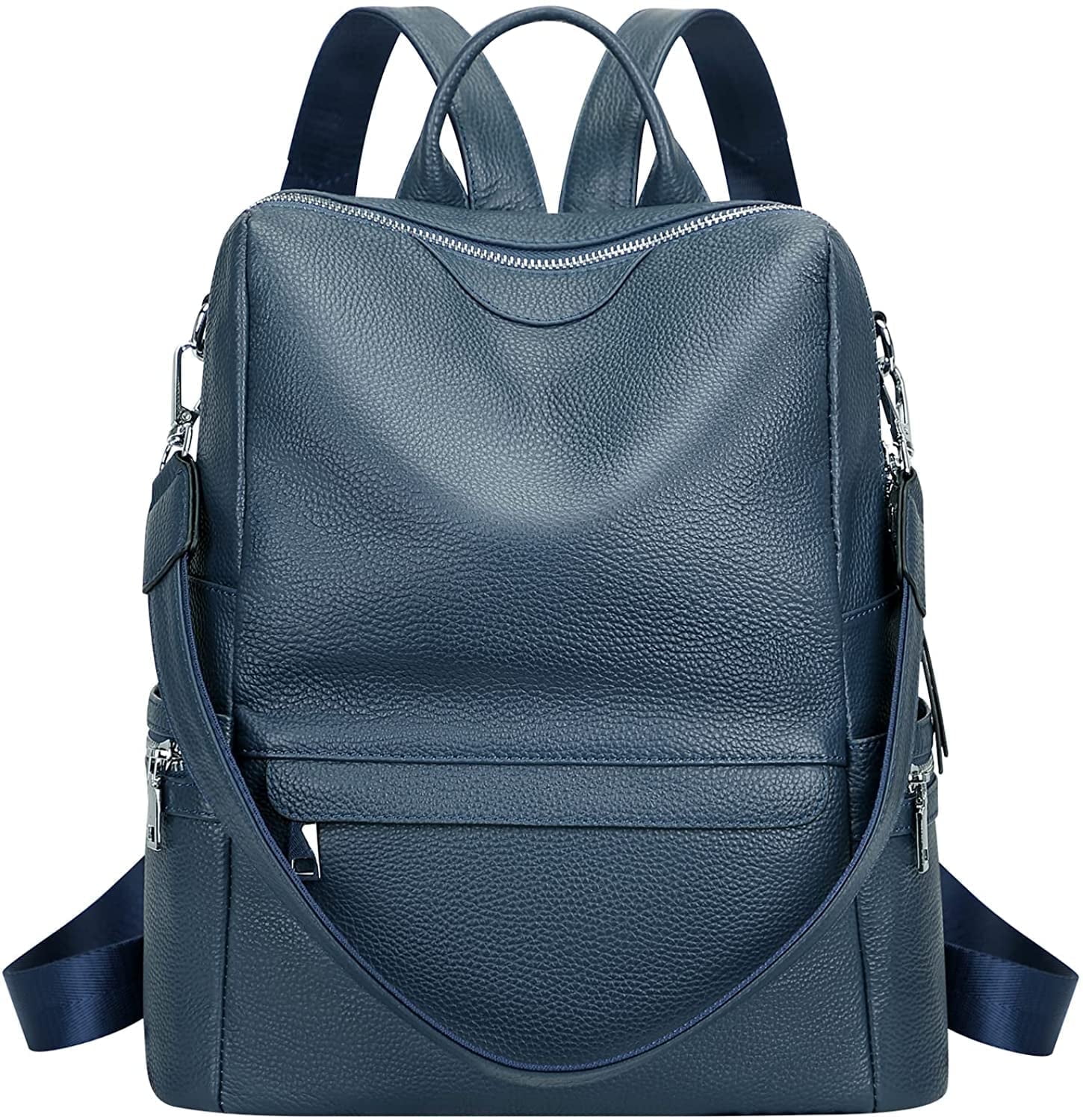 ALTOSY Women Real Leather Backpack Purse Elegant Ladies Shoulder Bag S80 Indigo Blue