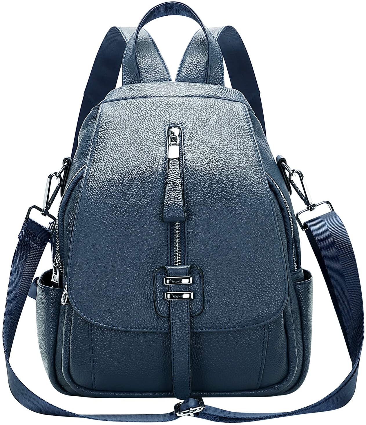 ALTOSY Fashion Leather Backpack Purse for Women Shoulder Bag with Flap S85 Indigo Blue