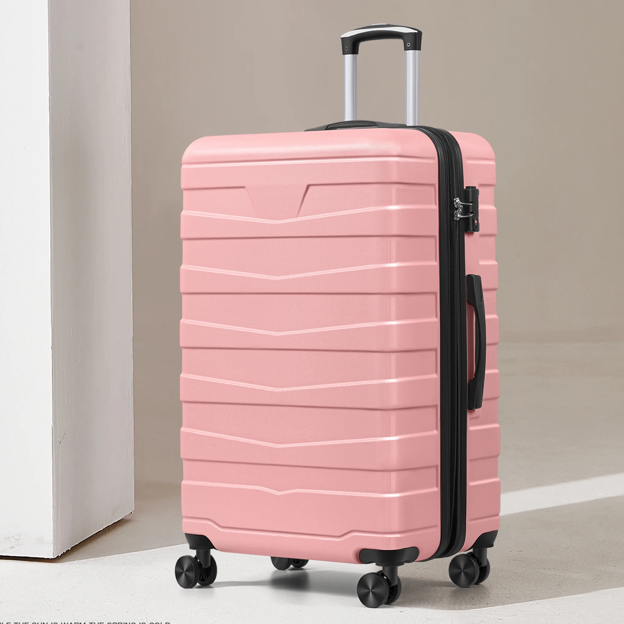 AMZFUN 28 Inches Carry On Luggage, Lightweight ABS+PC Hard Case Suitcase With 360° Rotating Silent Wheel, With TSA Lock, Airline Approved Luggage, White