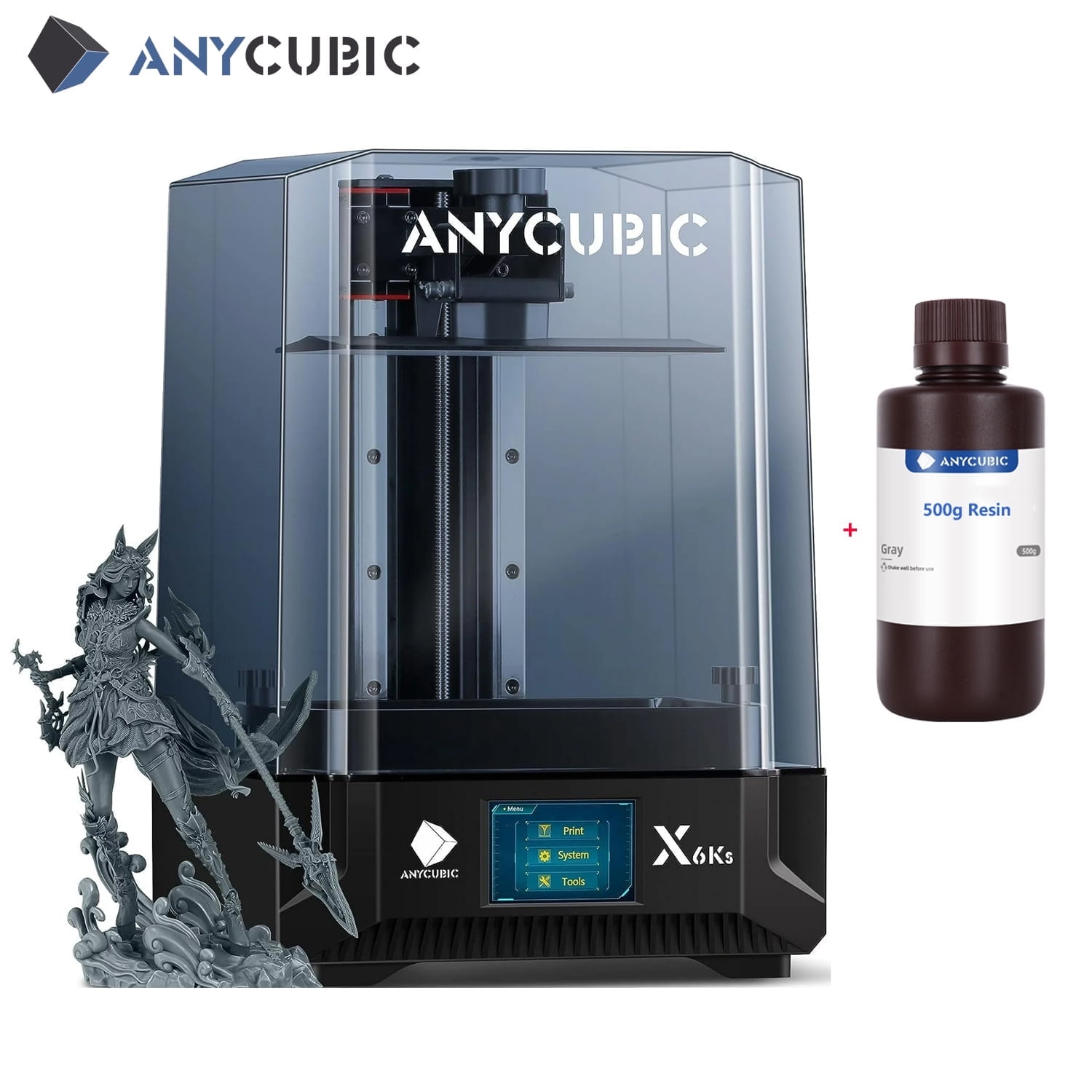 ANYCUBIC Photon Mono X 6Ks, Resin 3D Printer with 9.1'' 6K Mono Screen, LCD SLA Resin Printer with Upgraded LighTurbo Matrix, Large Print Volume 7.7'' x 4.8'' x 7.8''