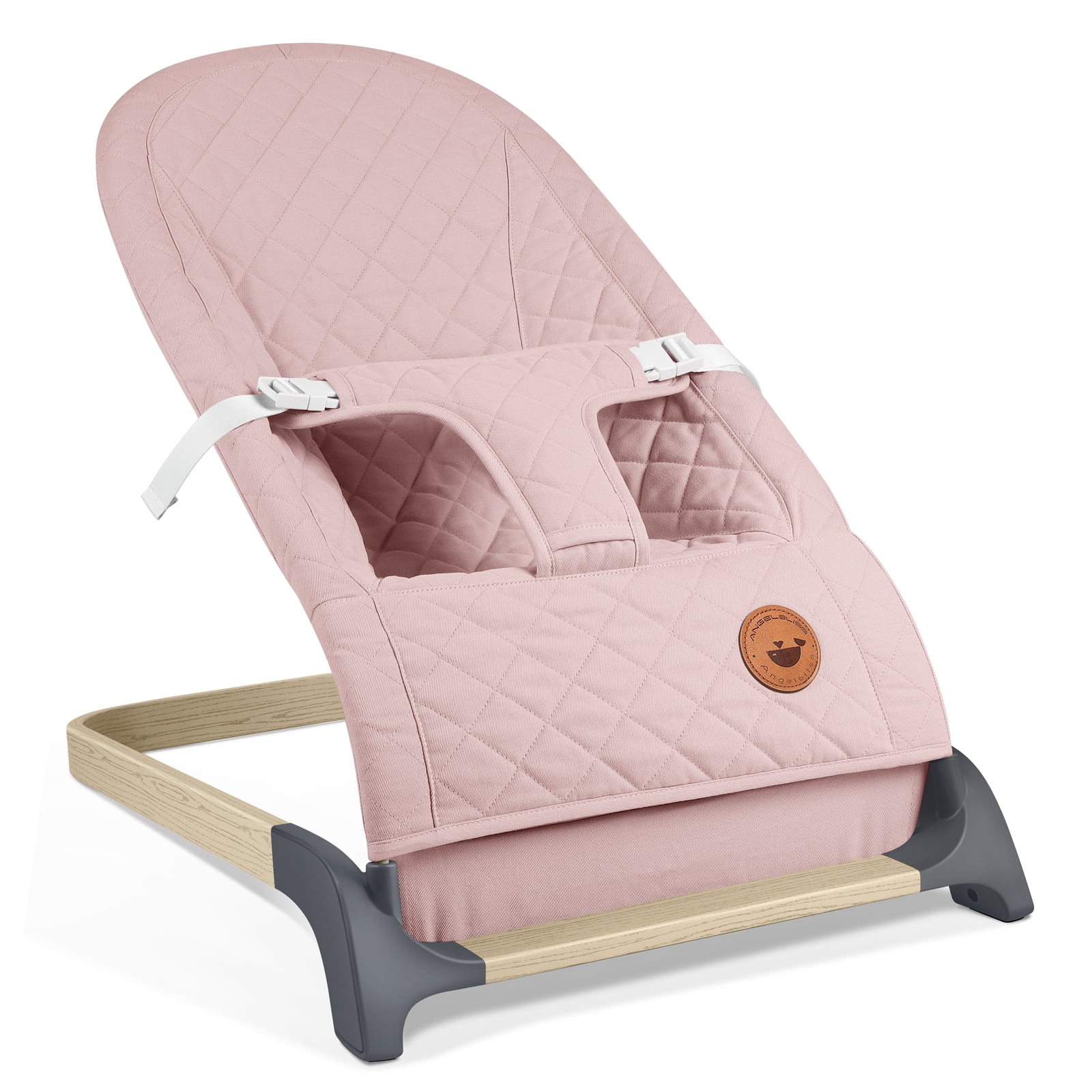 ANGELBLISS Baby Bouncer, Portable Bouncer Seat for Babies, Infants Bouncy Seat with Mesh Fabric, Natural Vibrations (Pink)(0-9month)