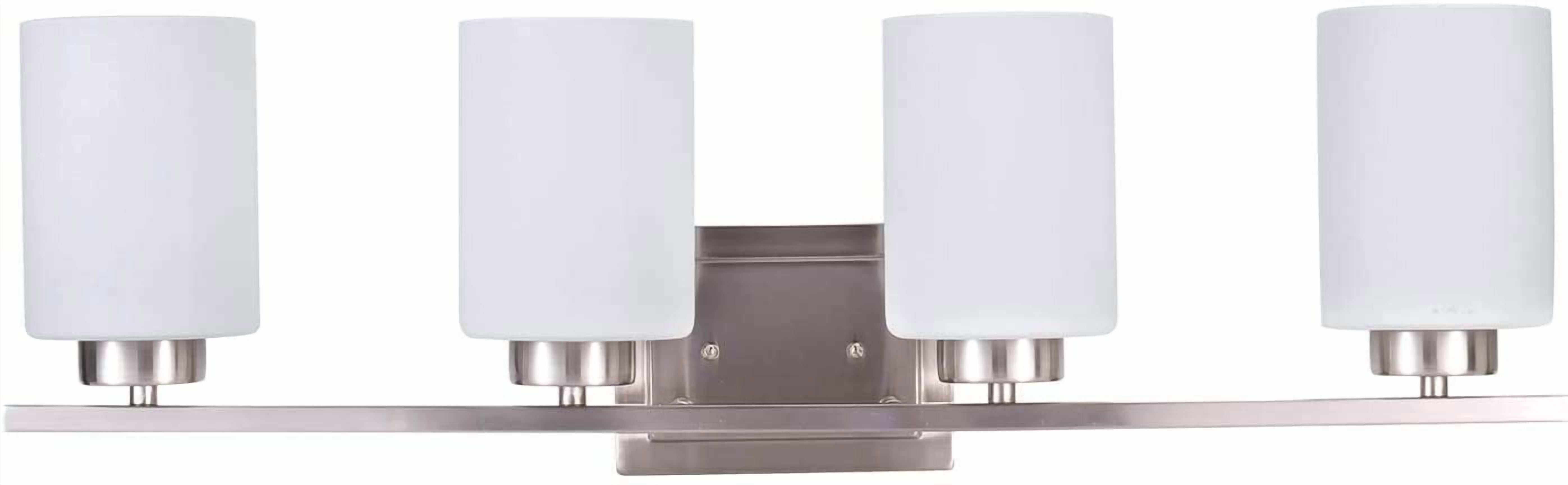 ANTOTEN 4-Light Brushed Nickel Vanity Light with White Frosted Glass Shade