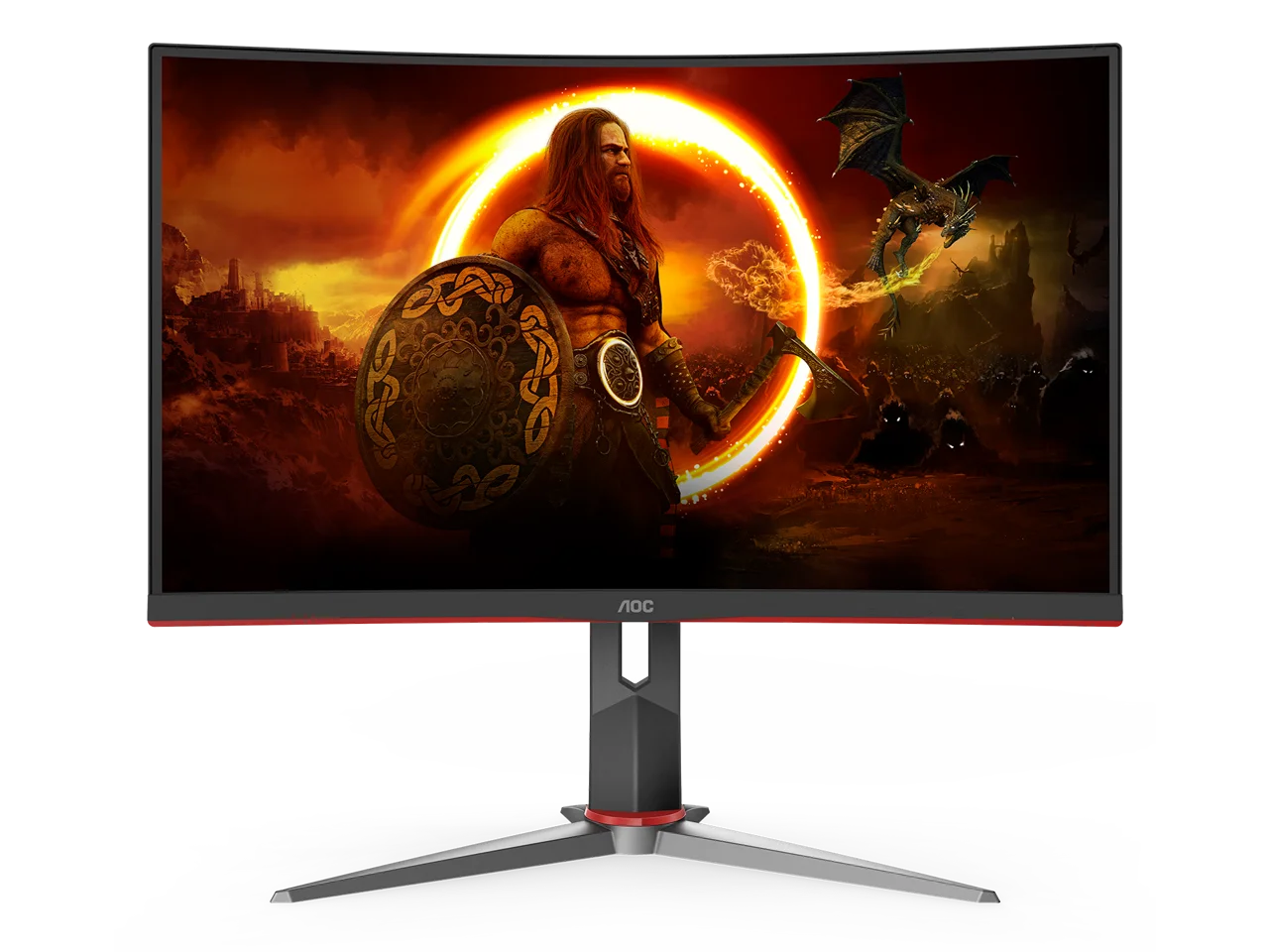 AOC 27" Curved Frameless Ultra-Fast Gaming Monitor, FHD 1080p, 0.5ms 240Hz, FreeSync, HDMI/DP/VGA, Height Adjustable, 3-Year Zero Dead Pixel Guarantee, Black, 27" FHD Curved (C27G2Z)