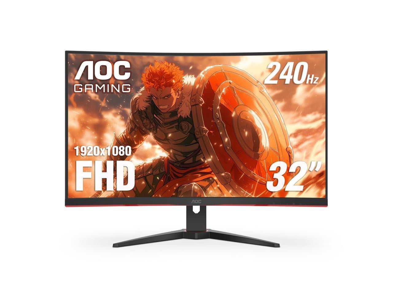 AOC C32G2ZE 32" Curved Frameless Gaming Monitor, Full HD 1920x1080, VA, 0.5ms 240Hz, AMD FreeSync Premium, DP/HDMI/VGA, VESA, 3-3-1 Re-Spawned Program