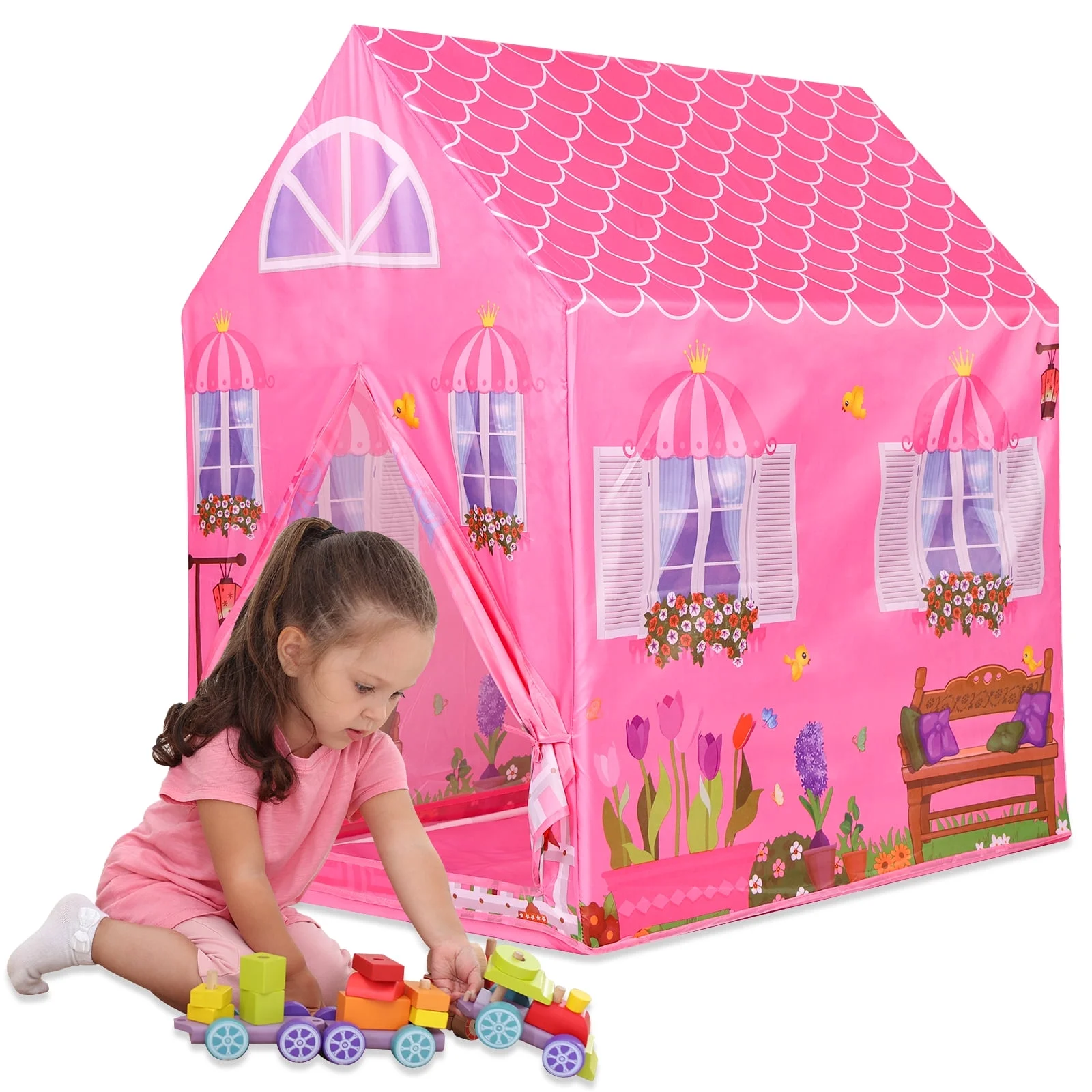 AOKESI Princess Polyester Plastic Outdoor Play Kids Play Tent, Pink (3–12 Years)