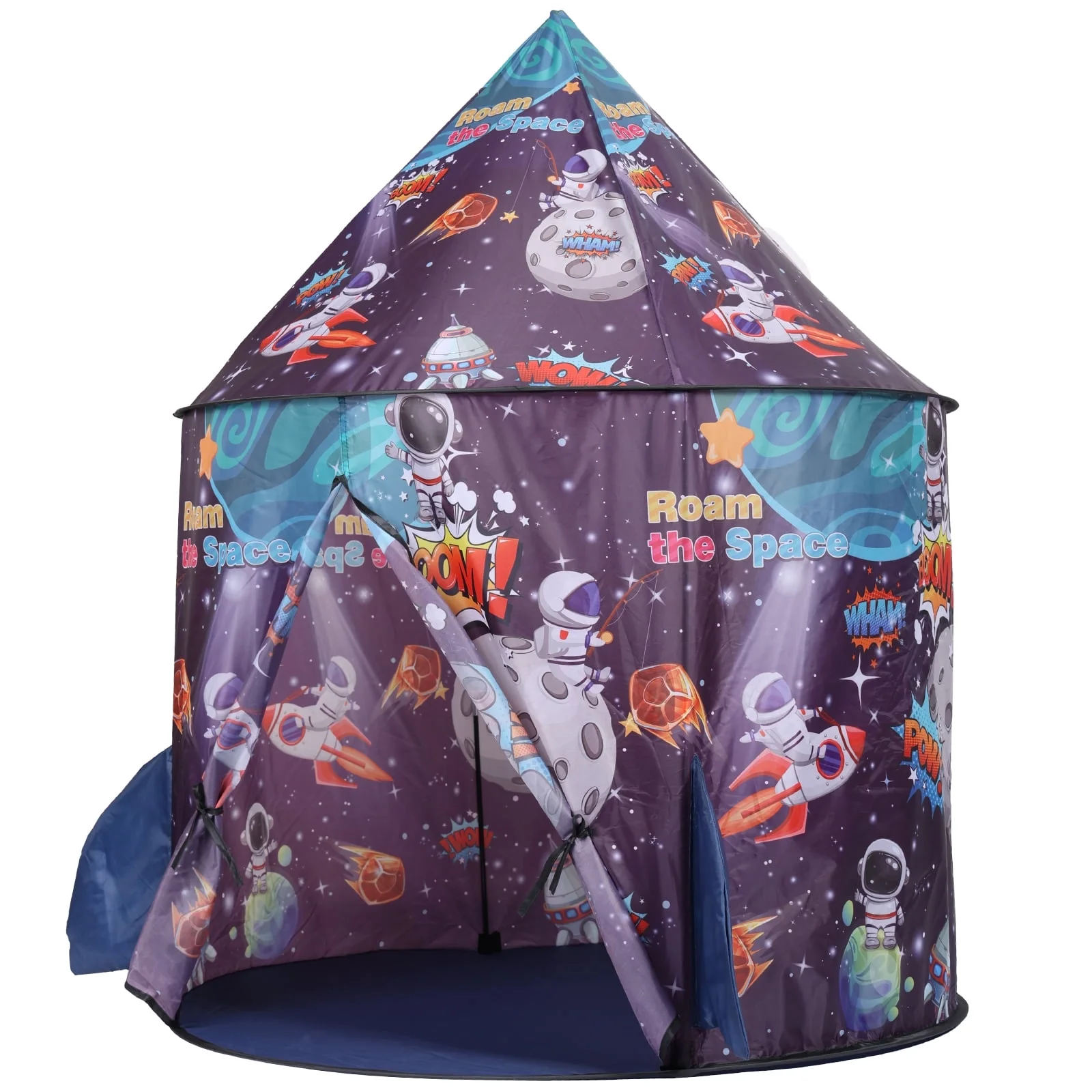 AOKESI Rocket Ship Play Tent for Kids, Astronaut Space Themed Pop Up Play Tent Imaginative Indoor Outdoor Foldable Pretend Playhouse Gift for Boy & Girl