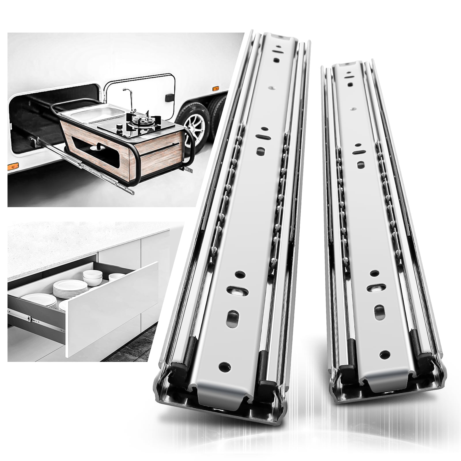 AOLISHENG Heavy Duty Drawer Slides 40 inch Full Extension Ball Bearing Drawer Glides Bracket Tool Box Draw slide 100 lb Load Capacity Side Mount 2 Pcs