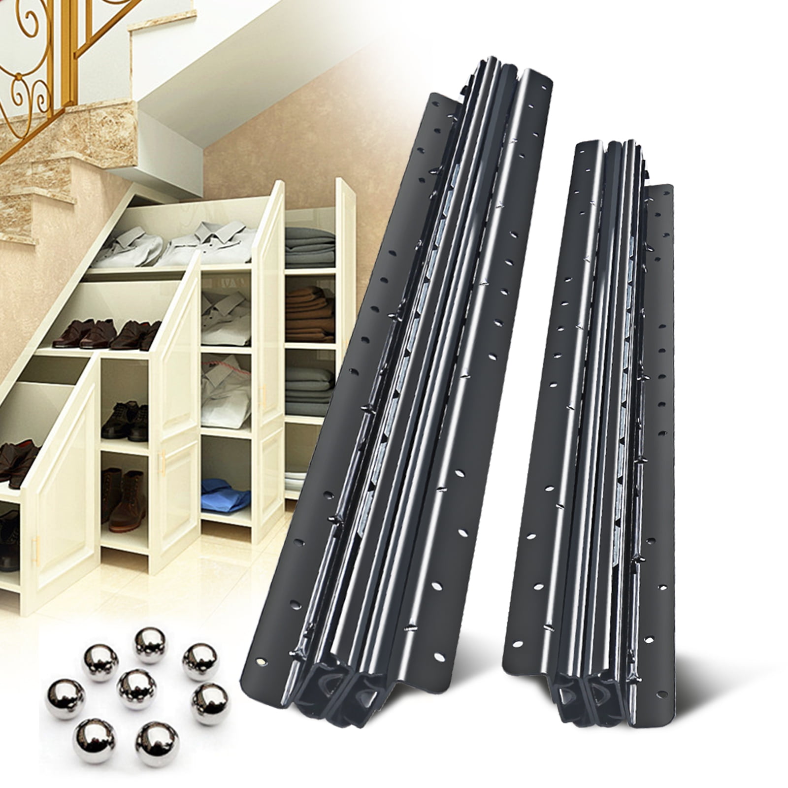 AOLISHENG Undermount Heavy Duty Drawer Slides 16 Inch 260 lb Load Capacity Bottom Mounted Hidden Stair Rails Cabinet Concealed Runner Glide 1Pair