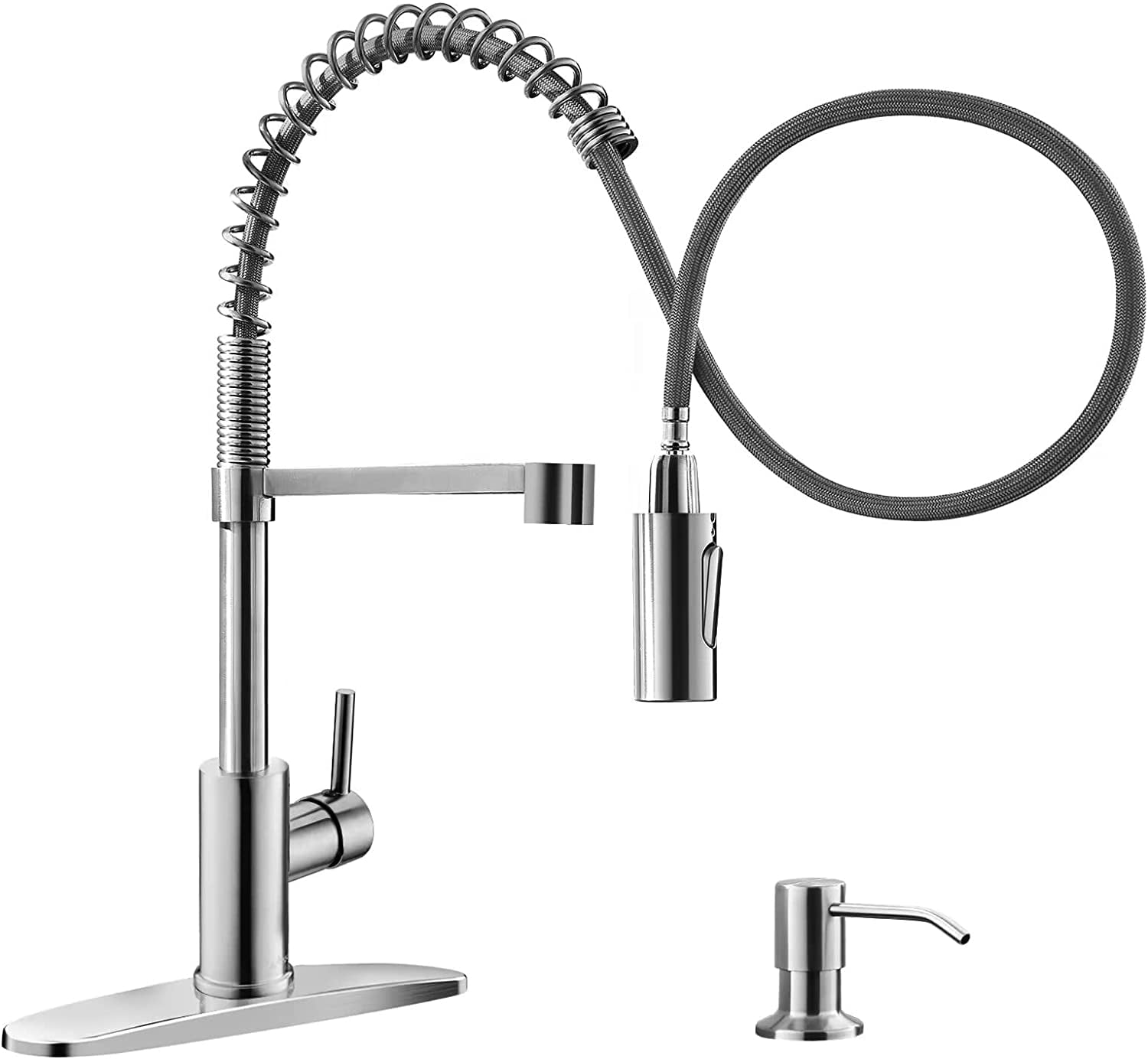 APPASO Modern Spring Commercial Pull Down Kitchen Faucet Brushed Nickel 163BN