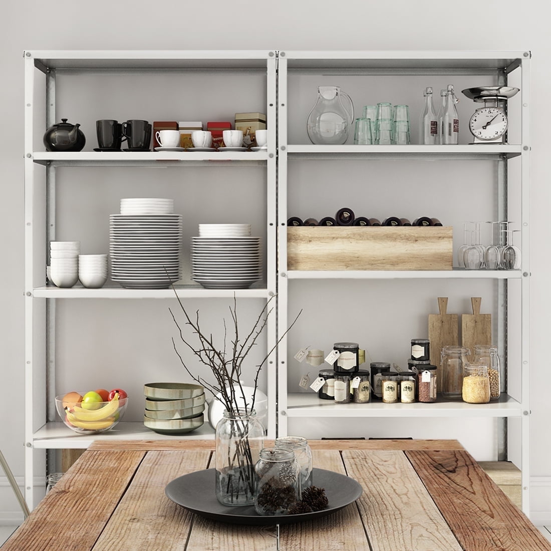 Ar Shelving 5-Tier Powder-Coated Metal Decorative Household Storage Shelving Unit Bookcase in Chick White (36 in. W x 69 in. H x 12 in. D)