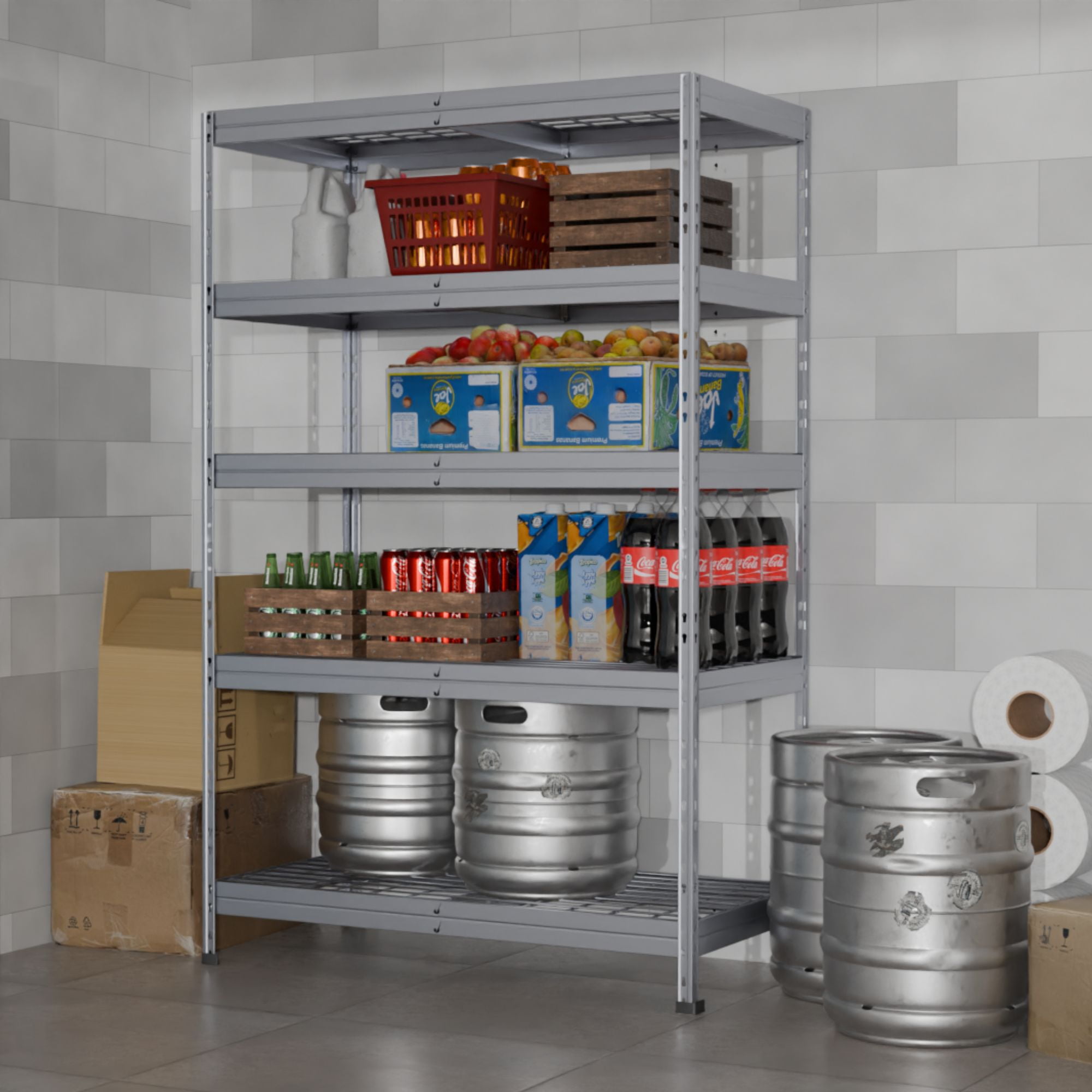 Ar Shelving 5- Tier Galvanized Steel Garage Storage Shelving Unit with Wire Mesh Rack (47.2 in. W x 71 in. H x 18 in. D) NSF Certified