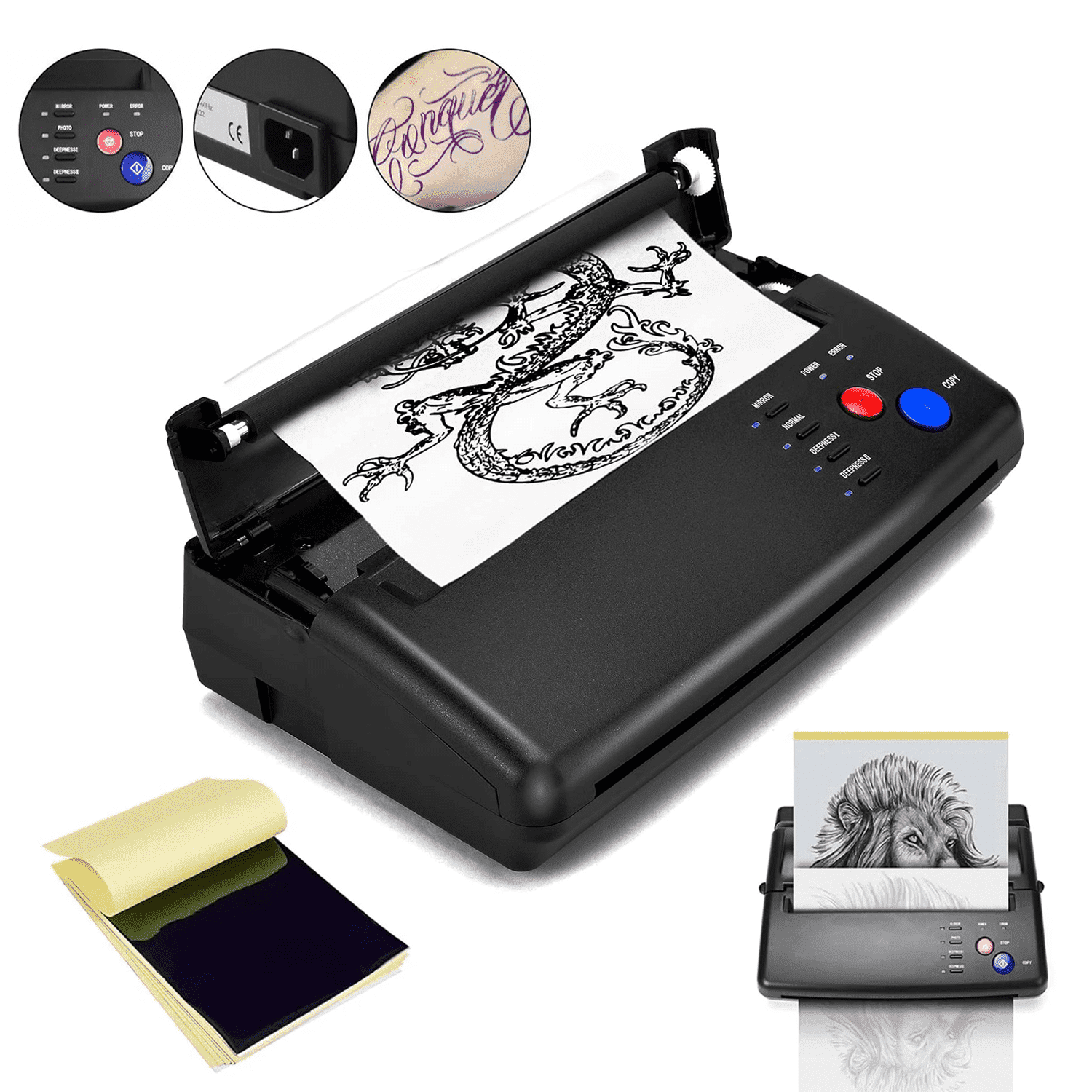 ARDIKAMA Black Tattoo Transfer Copier Printer Machine Thermal Stencil Paper Maker with 20 Free Transfer Paper