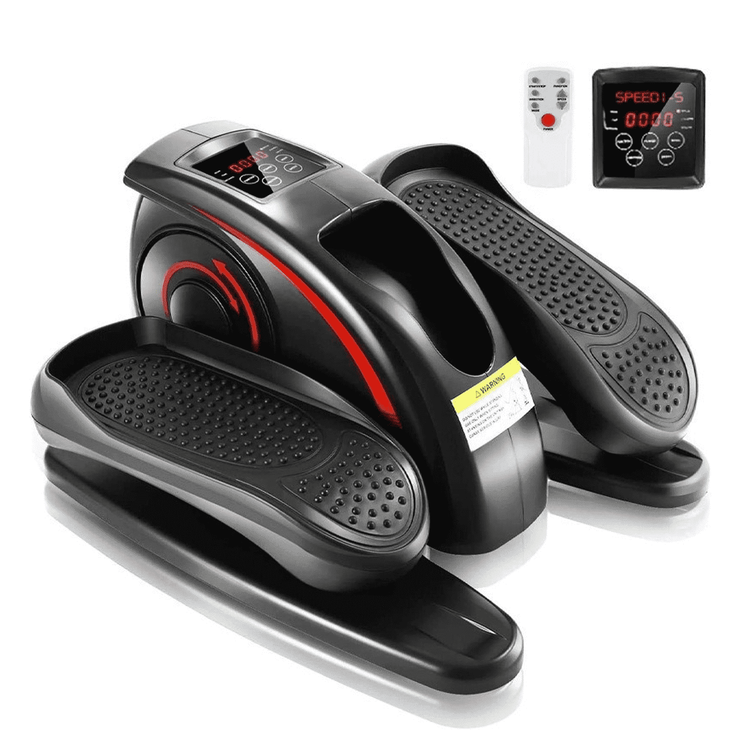 ARDIKAMA Under Desk Elliptical, Electric Seated Pedal Exerciser, with Display Monitor, Remote Control and LCD Display Monitor, Portable Leg Elliptical Machine for Home, Red