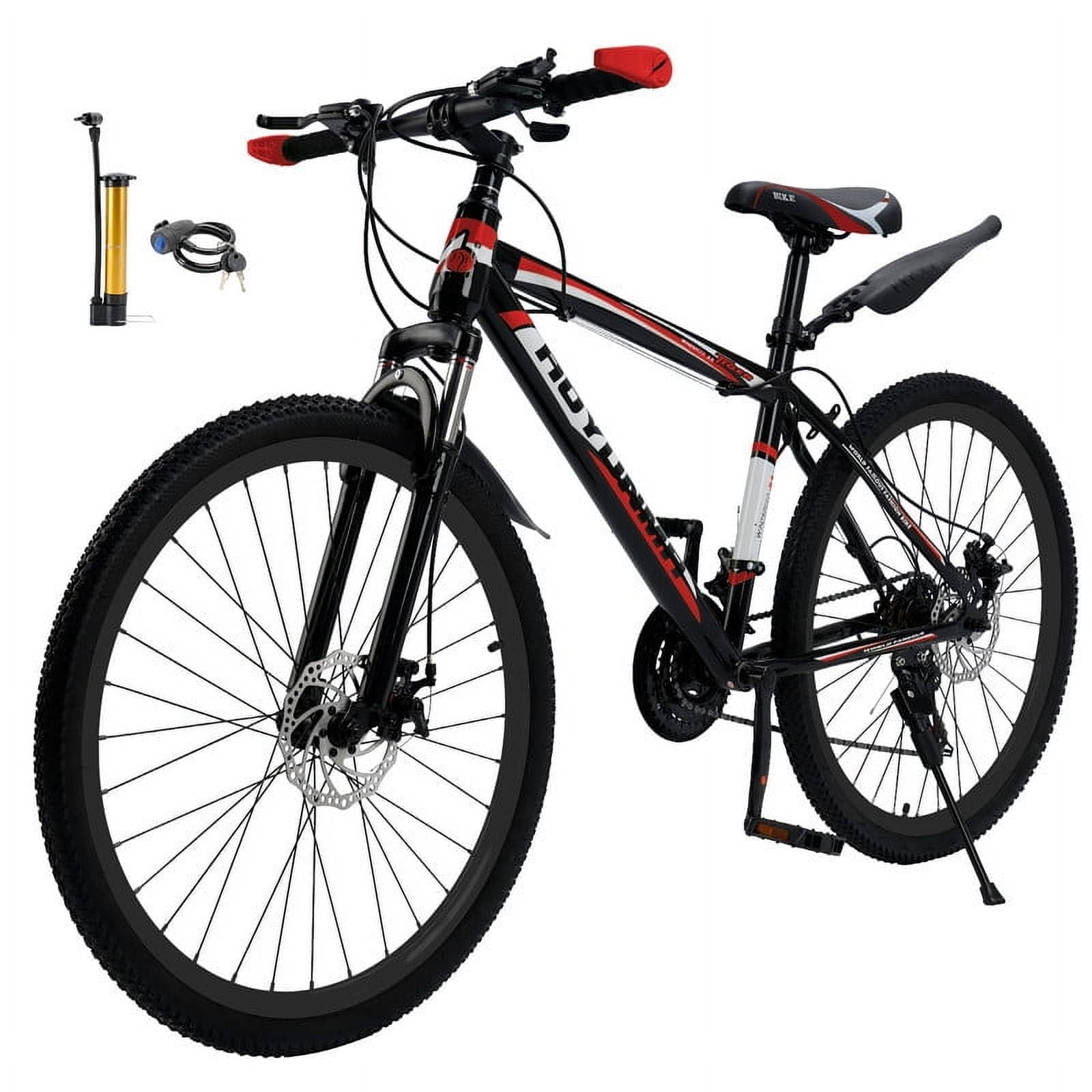 ARTUDATECH Mountain Bike for Men/Women, 26" Sizes, 24 Speed Shimano Twist Shifting, Front or Dual Suspension, Comfort Saddle Red/White/Blue/Green