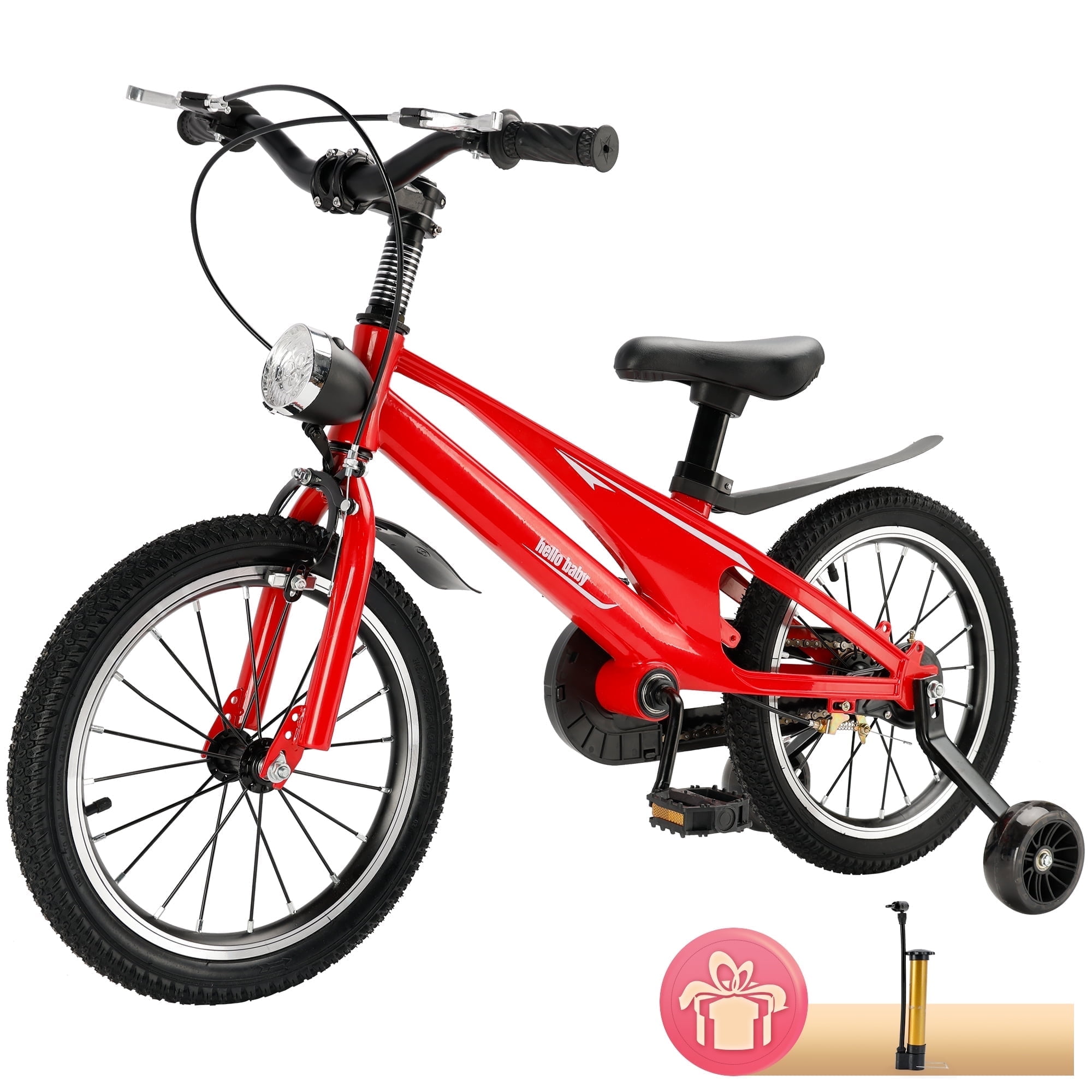 ARTUDATECH 16 Inch Kids Bike for 4-9 Year Old Boys and Girls, Children's Bicycle with Training Wheels, LED Headlight, and Dual Brake, Ideal for Toddler Beginners