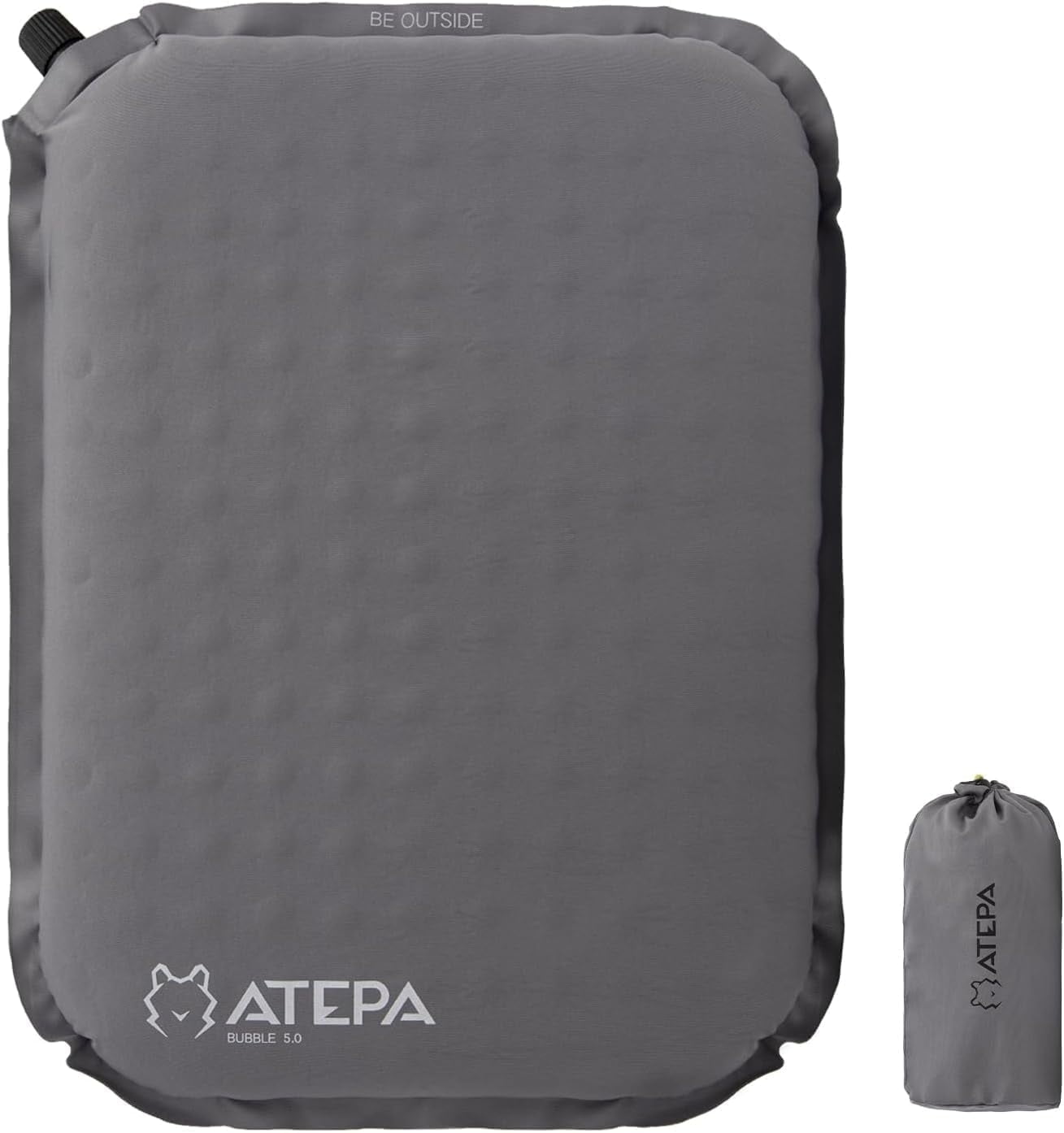 ATEPA Self-inflating Cushion Portable Waterproof LightWeight Memory Foam Seat Pad for Stadium Camping, Chair Pad, Air Travel Chair Pad, Grey