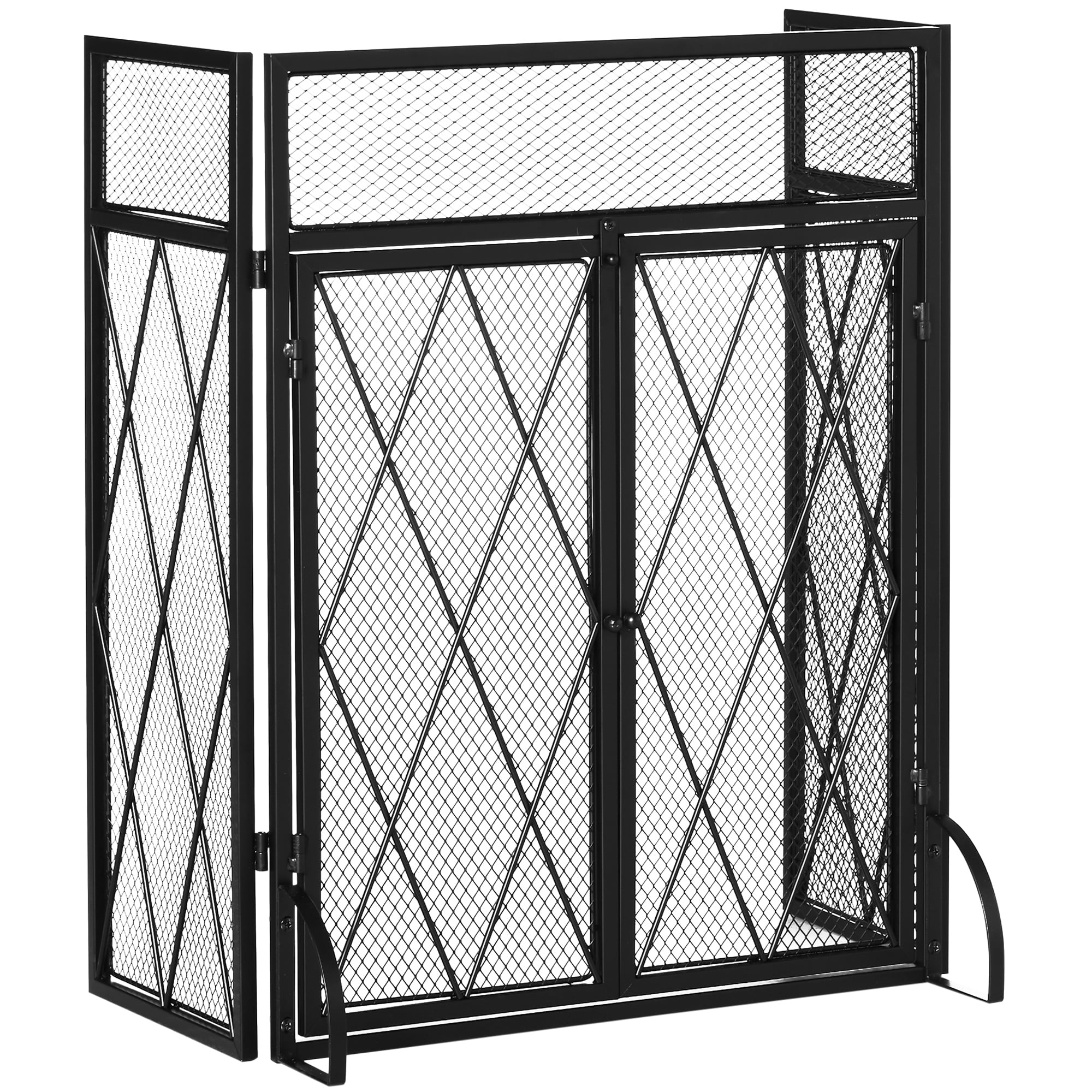"ATR ART TO REAL Foldable Fireplace Screen with Chimney Equipment, 48""L x 31.5""H, Black"