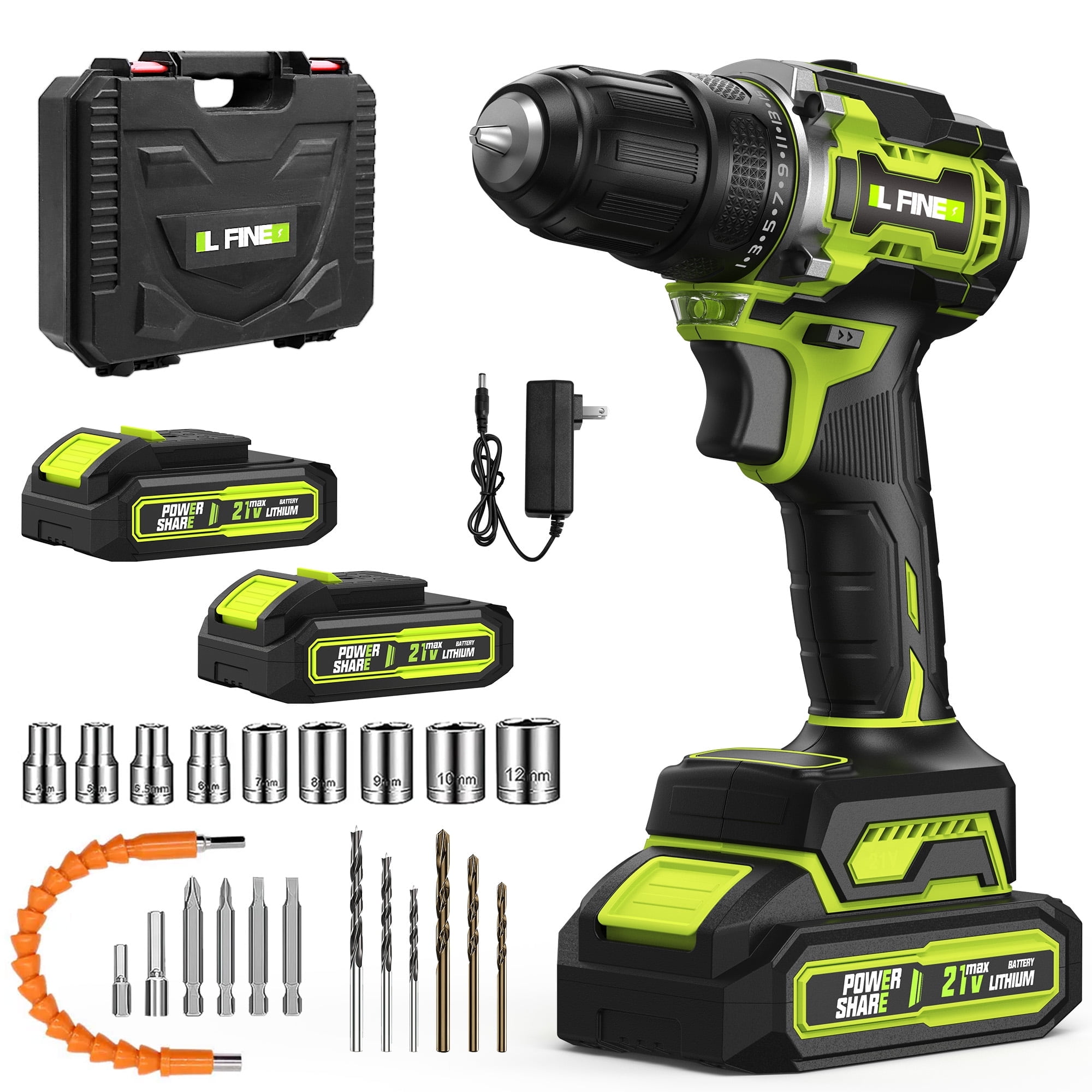 ATUPEN Cordless Drill Set, 21V Electric Power Drill with Battery and Charger for Women, 3/8" Keyless Chuck