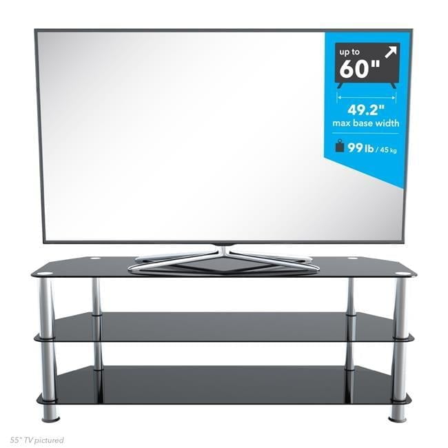 AVF Transitional Steel and Glass TV Stand for up to 60" TVs in Black/Chrome