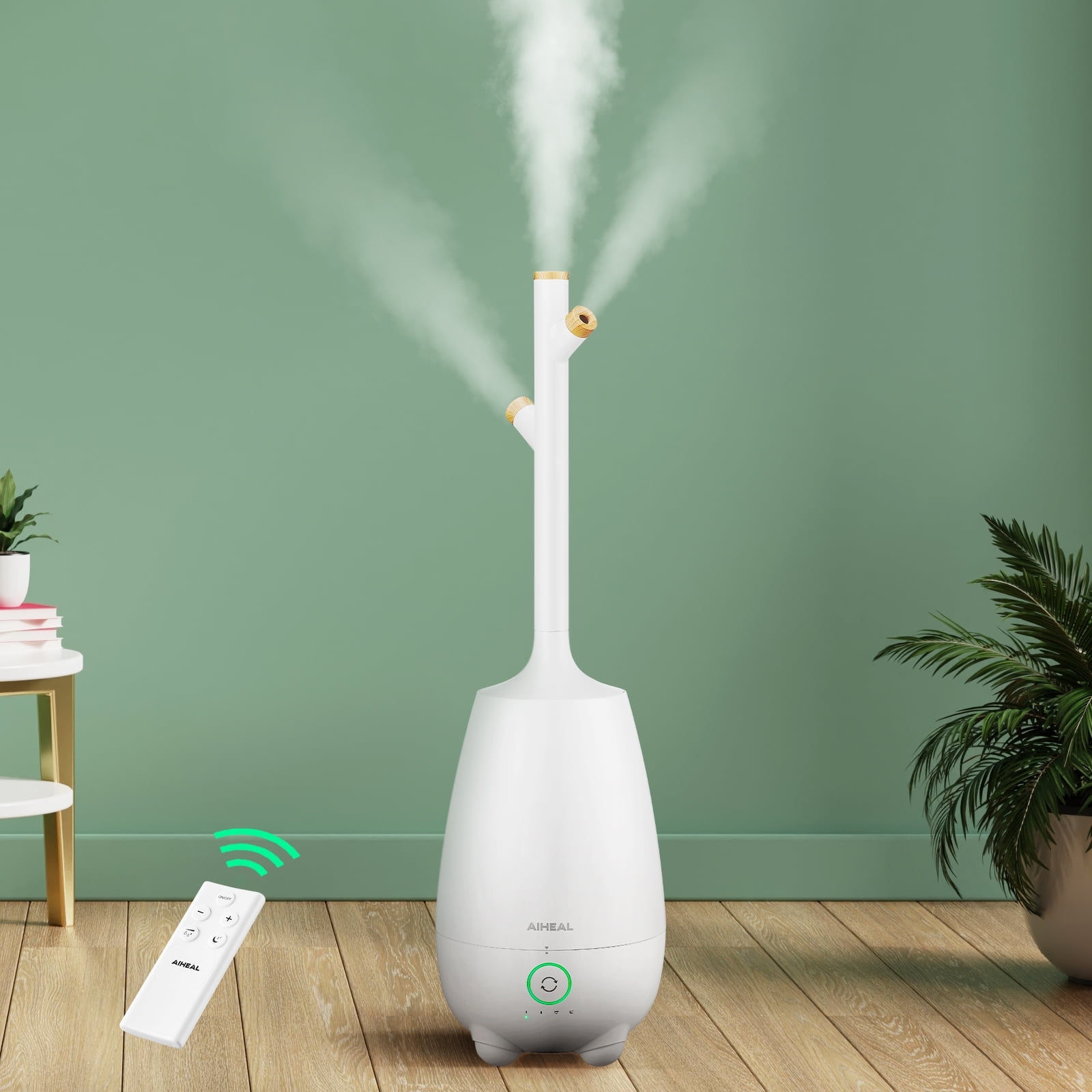 Aiheal Humidifiers for Bedroom Large Room Home, 5L Top Fill Cool Mist Ultrasonic Humidifier for Baby Plants, Smart Humidistat Mode, Essential Oil Diffuser, Sleep Mode, Auto Off and Ultra Quiet, White