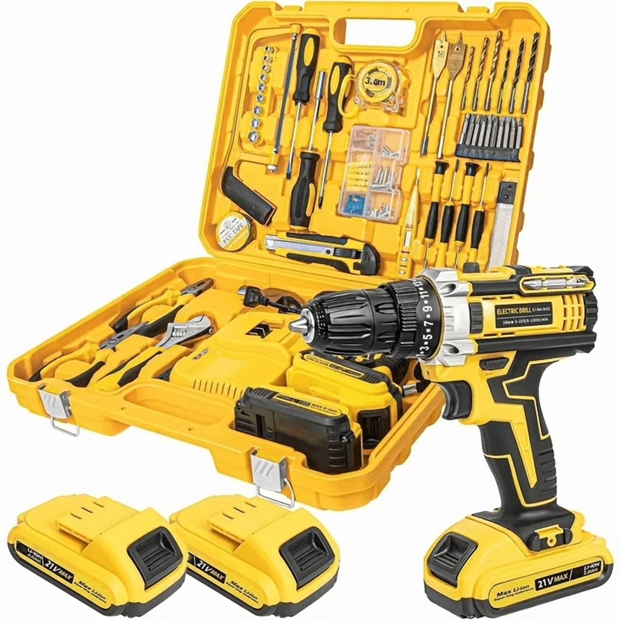 Ailongcity 21V Power Tool Set 2Ah, 120 Pieces