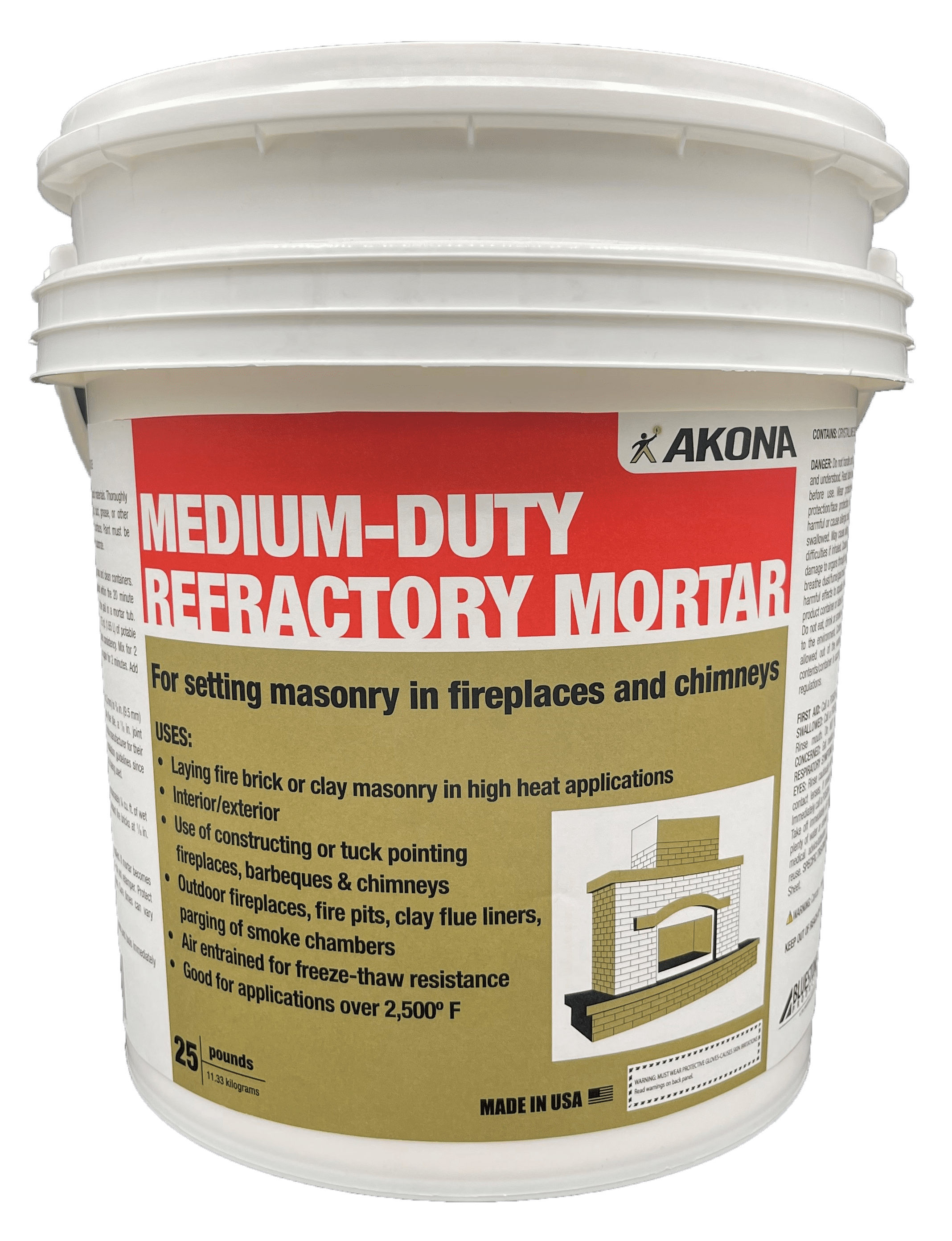 Akona Medium-Duty, Refractory Mortar Mix 25 Pound