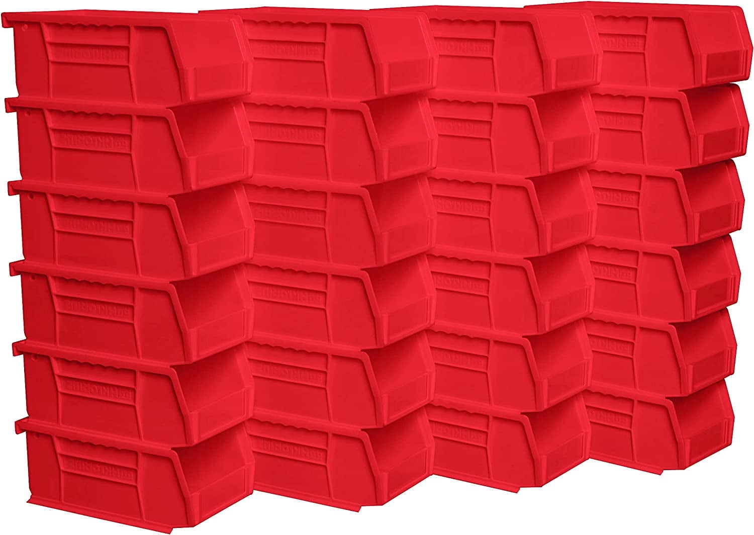 Akro-Mils Stackable Storage Bins, AkroBins Stacking Organizer, 7"x4"x3", Red, 24-Pack