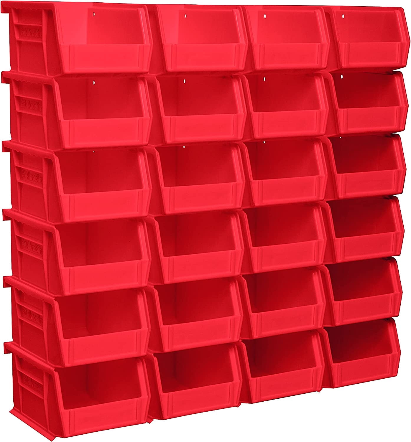 Akro-Mils Stackable Storage Bins, AkroBins 30210 Stacking Organizer, 5"x4"x3", Red, 24-Pack