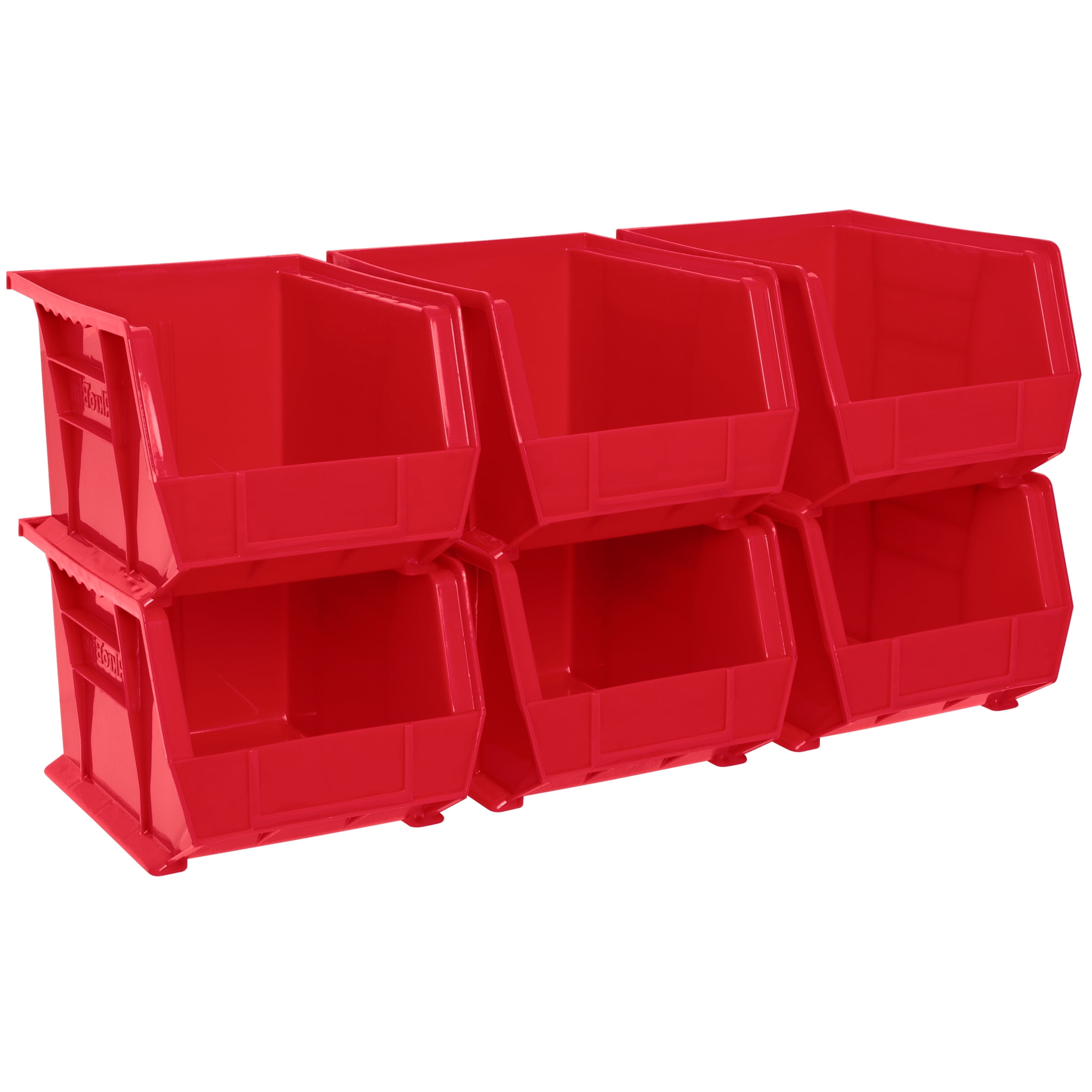 Akro-Mils Stackable Storage Bins, AkroBins 30239 Stacking Organizer, 11"x8"x7", Red, 6-Pack