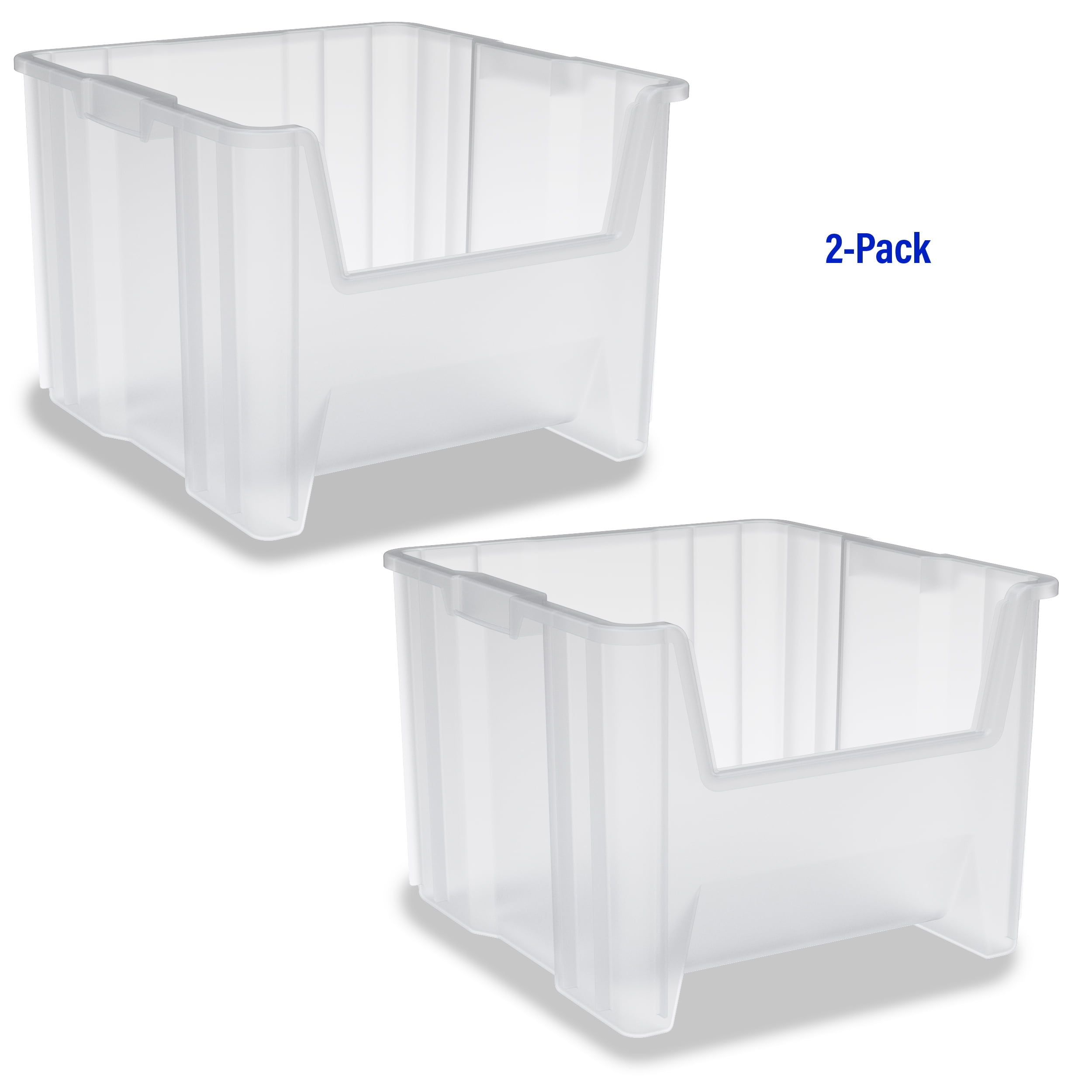 Akro-Mils Stak-N-Store 13018, Large Storage Bins, Stackable Heavy Duty Containers, 17.5"x16.5"x12.5", Clear, 2-Pack