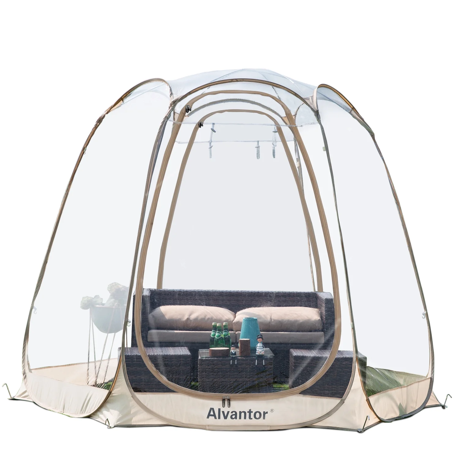 Alvantor Bubble Tent Pop up Canopy Outdoor Garden Gazebo 10'Lx10'W x7'H Beige