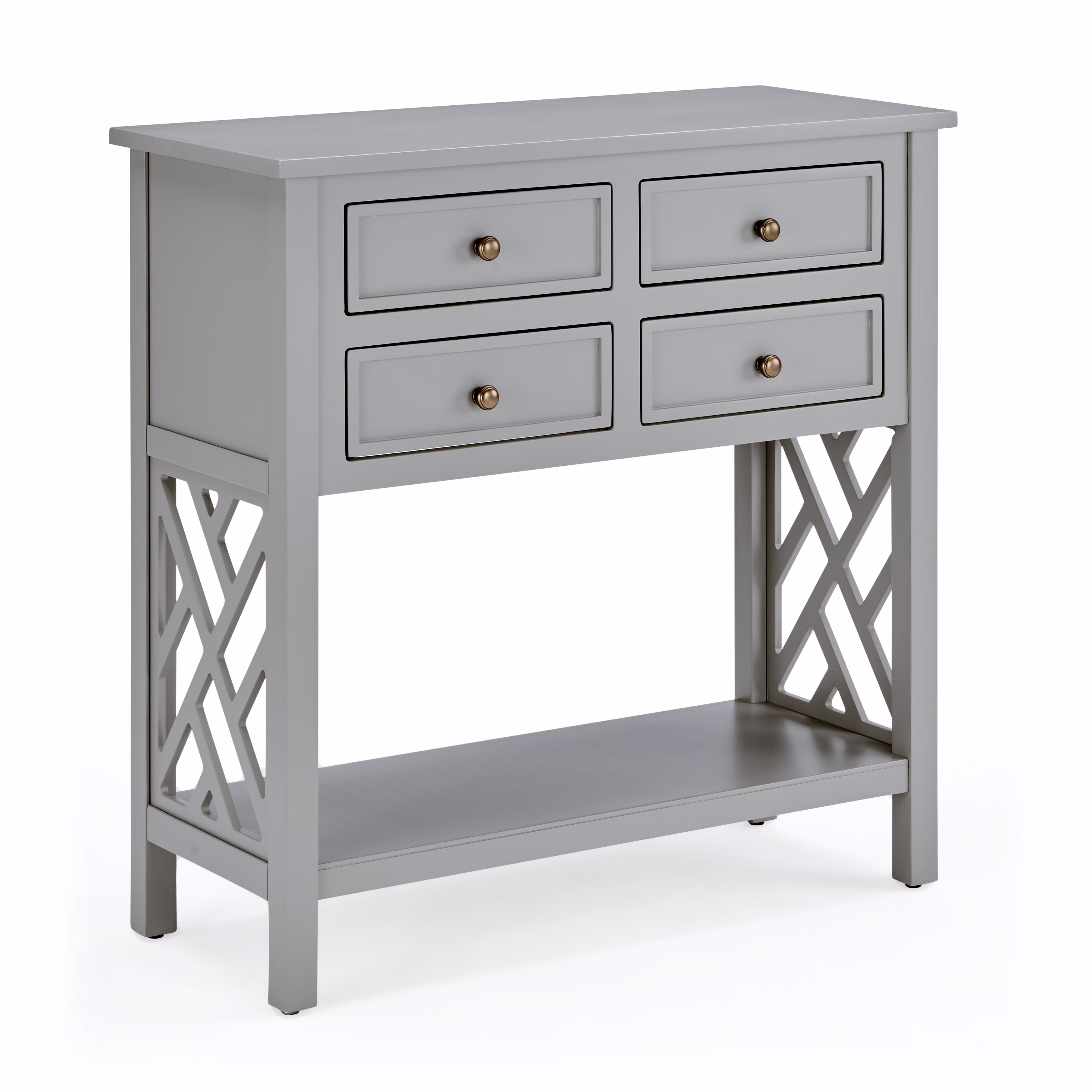 Alaterre Furniture Coventry 32 in. Wood Entryway or Console Table with Drawers and Shelf, Modern Open-Side Design, Versatile for Living Room, Entryway and Kitchen, Gray
