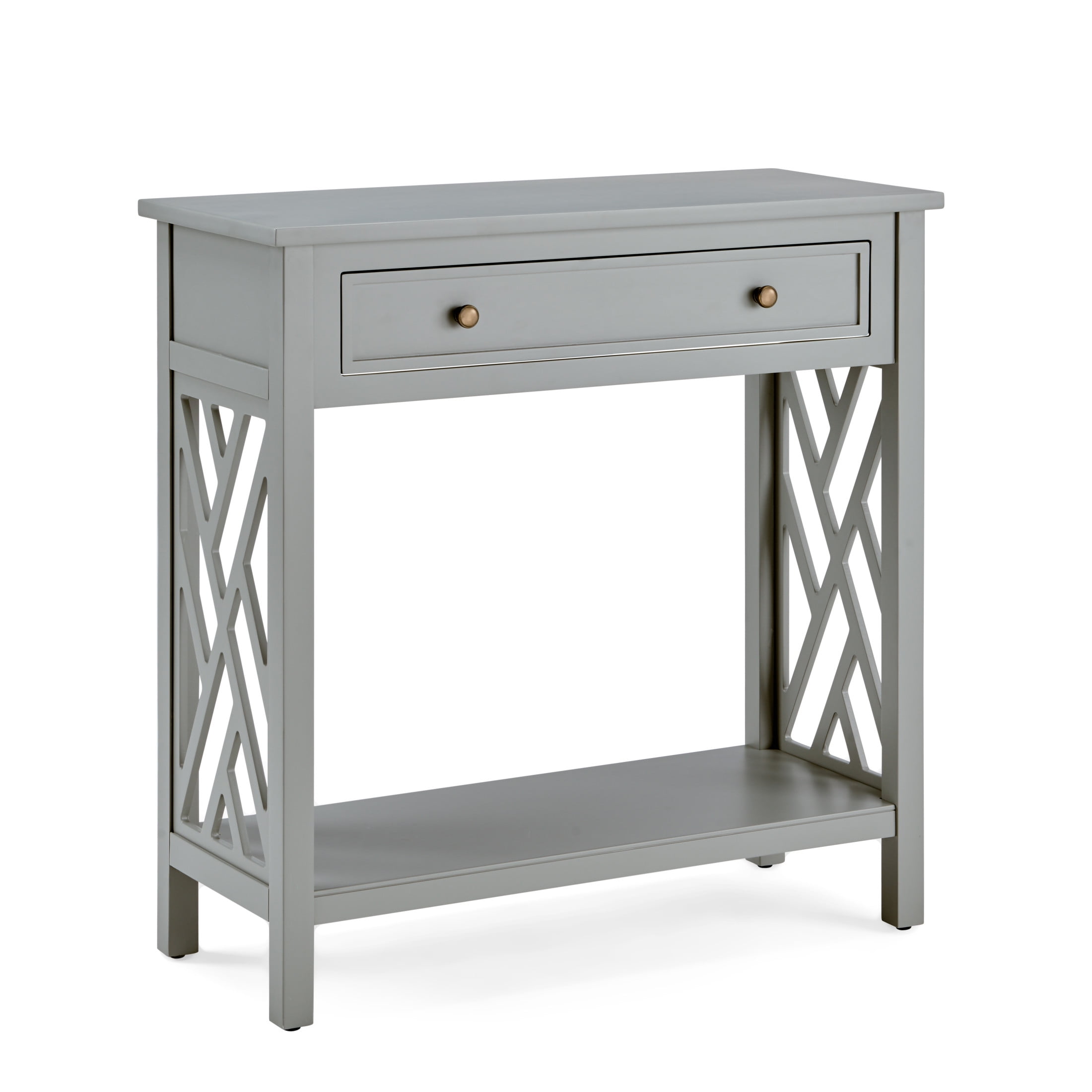 Alaterre Furniture Coventry 32" Wood Console Table with Drawer and Shelf, Gray