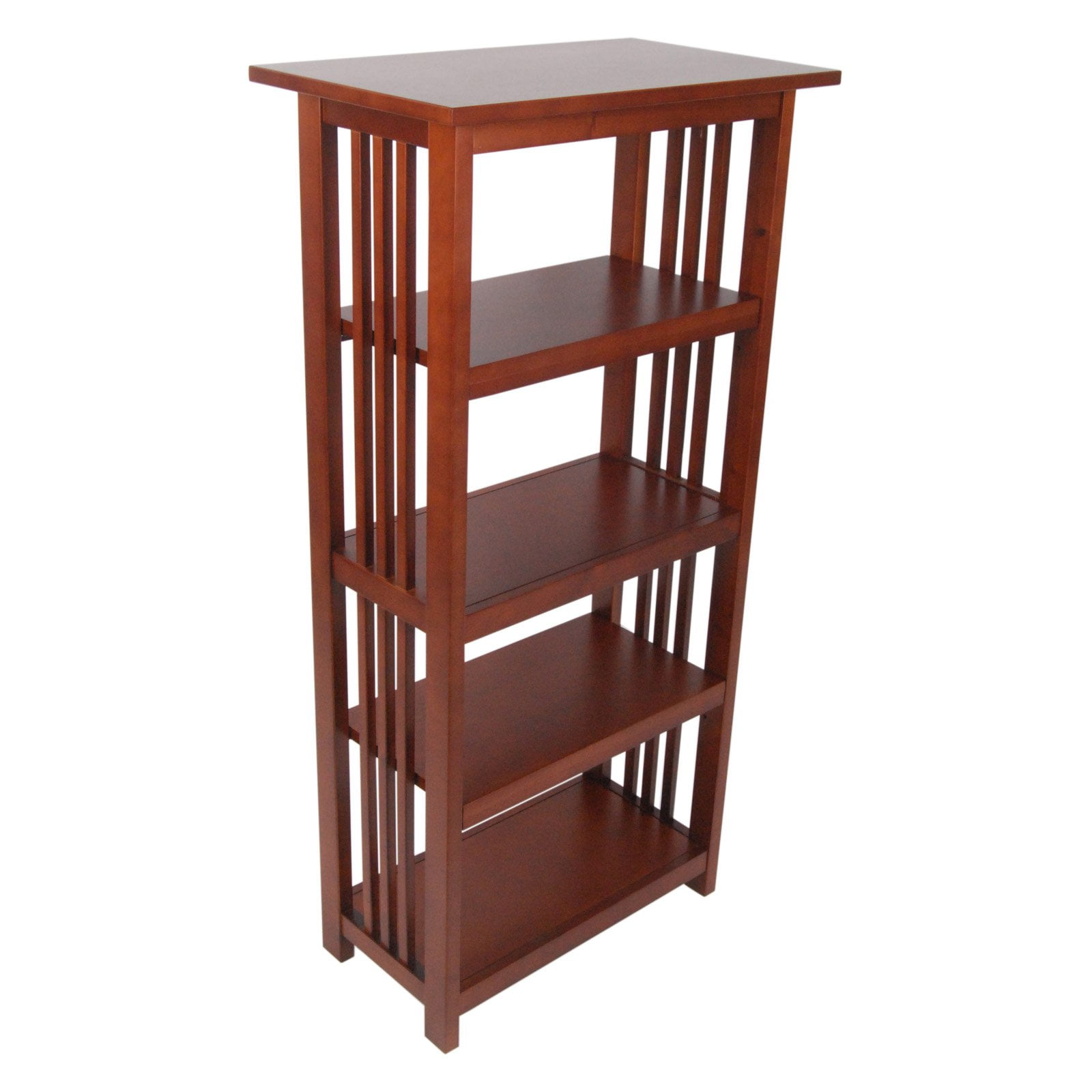 Alaterre Furniture Mission 48 in. Bookshelf, 4 Tier Bookcase with 2 Adjustable Shelves, for Living Room or Home Office, Cherry