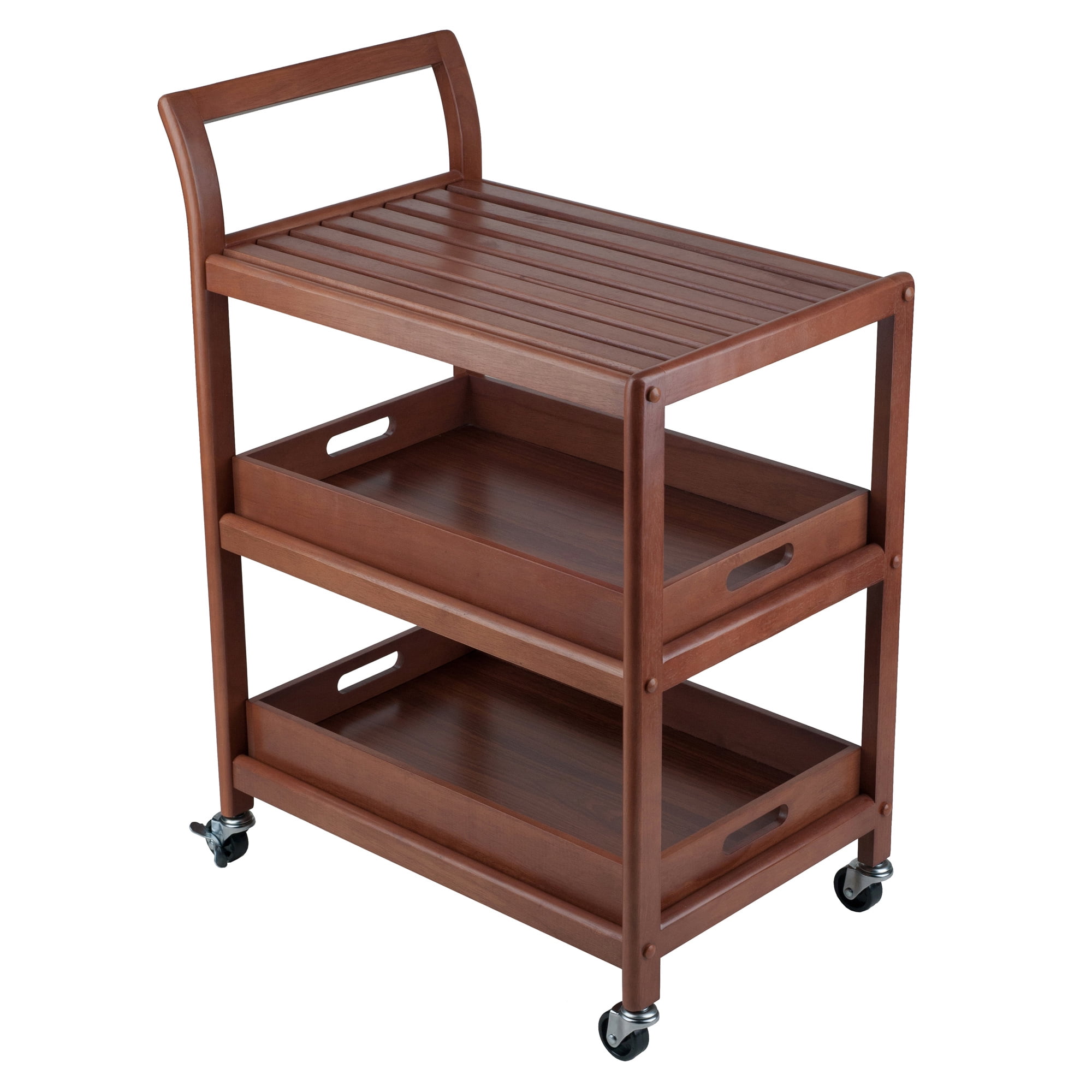 Winsome Albert 3-Tier Entertainment Serving Cart, Walnut Finish