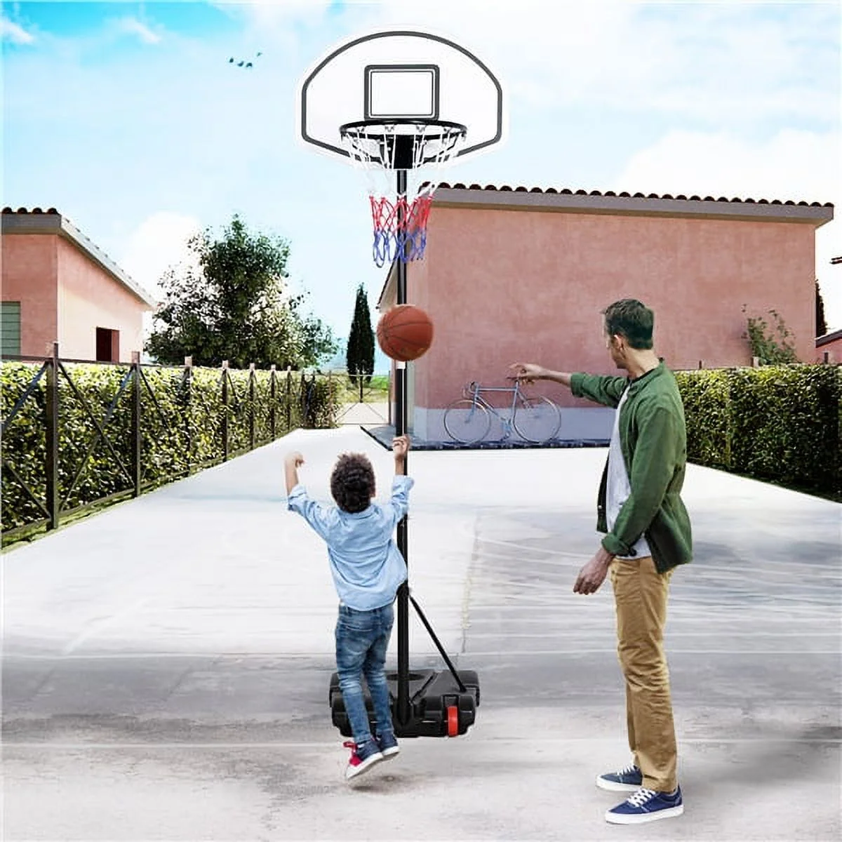 Alden Design 6.4-8.2 ft Adjustable Height Basketball Hoop System Indoor/Outdoor ( Kids/Youth)