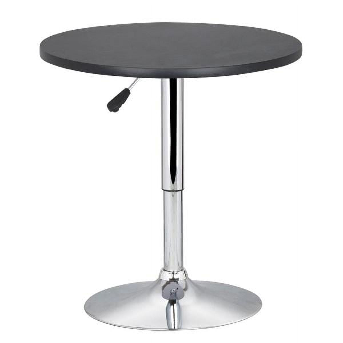 Alden Design Adjustable Chrome Base Round Swivel Bar Table for Bistro Café, Black