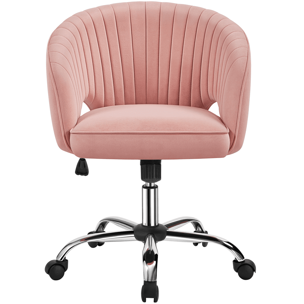 Alden Design Adjustable Tufted Velvet Office Chair with Barrel Back for Home Office, Pink