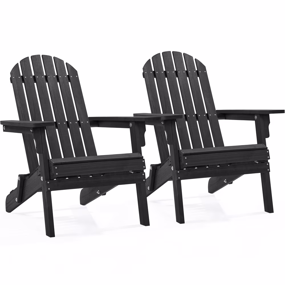 Alden Design Fir, Metal Adirondack Chairs Set of 2, Black